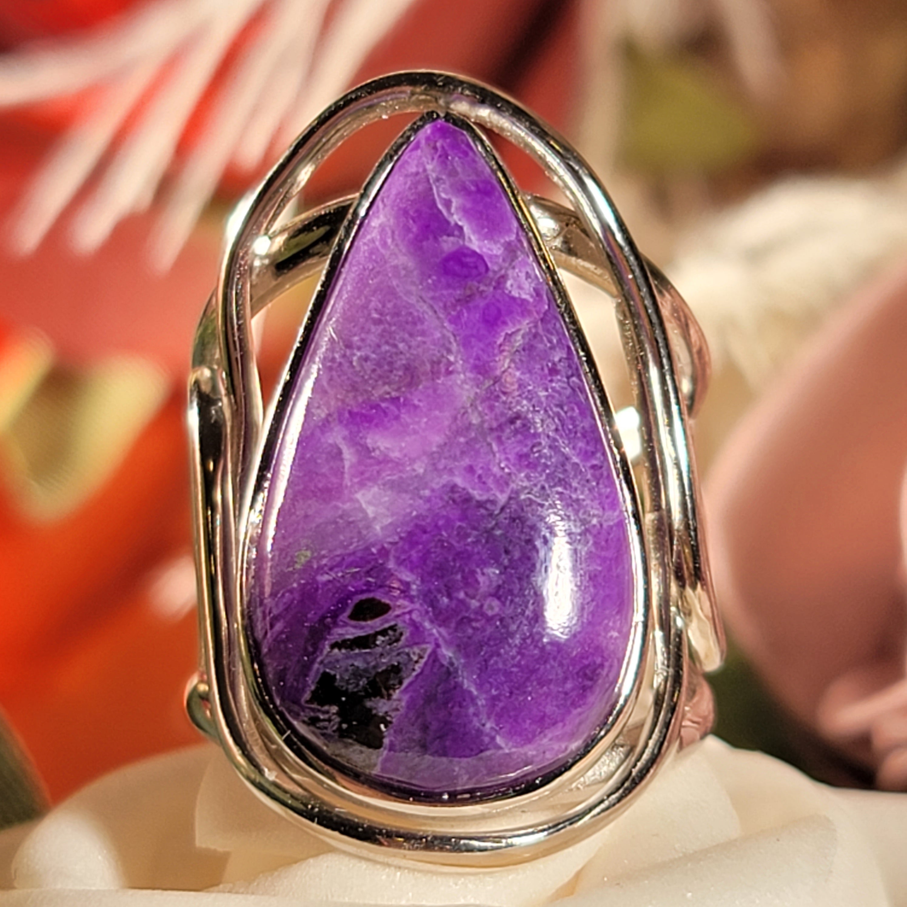 Sugilite Cuff Ring .925 Silver for Enhancing Dreamwork and Discovery of Your Path