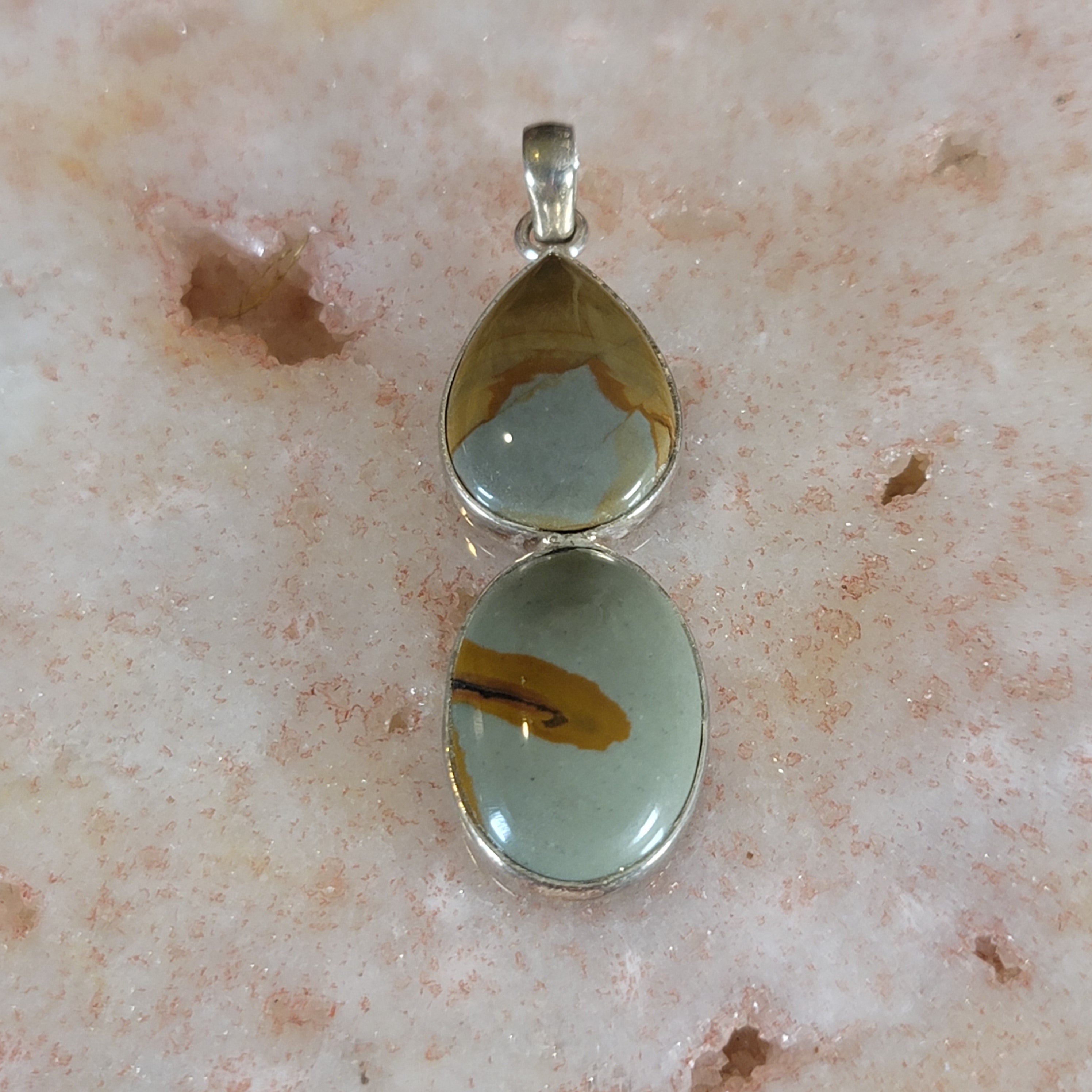 Polychrome Jasper Pendant .925 Silver for Balance, Creativity and Joy