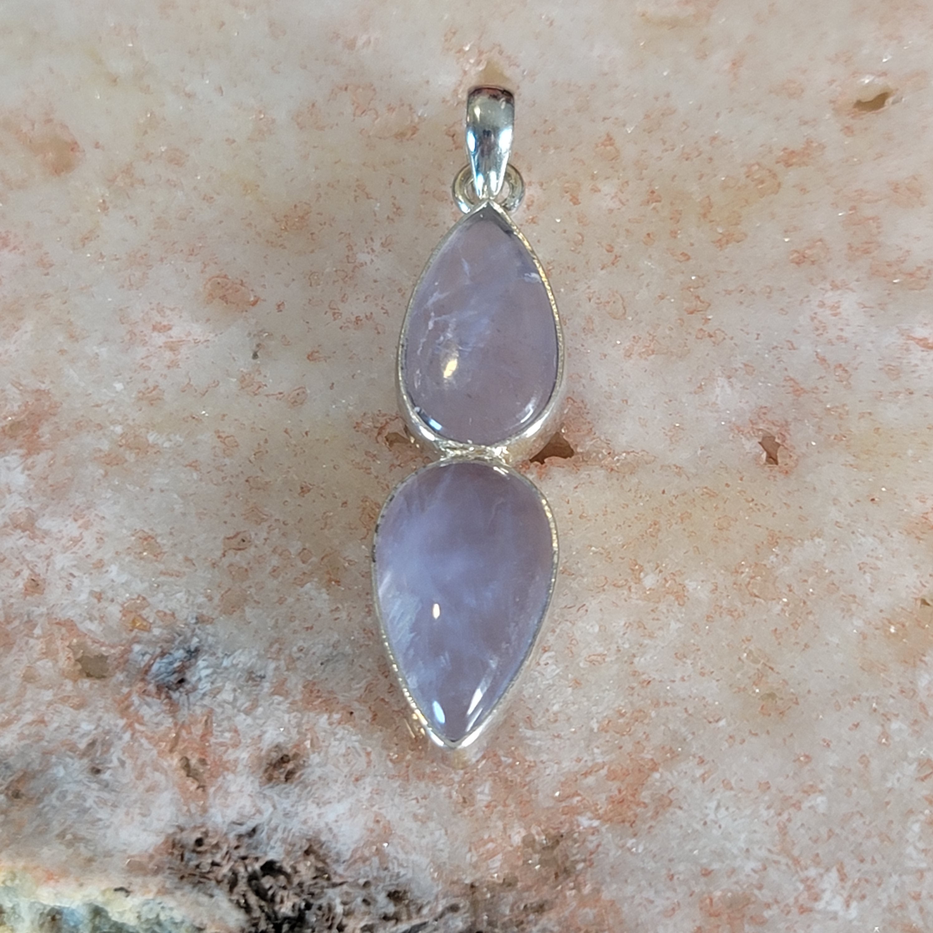 Purple Chalcedony Pendant .925 Silver for Attracting your Soul Mate