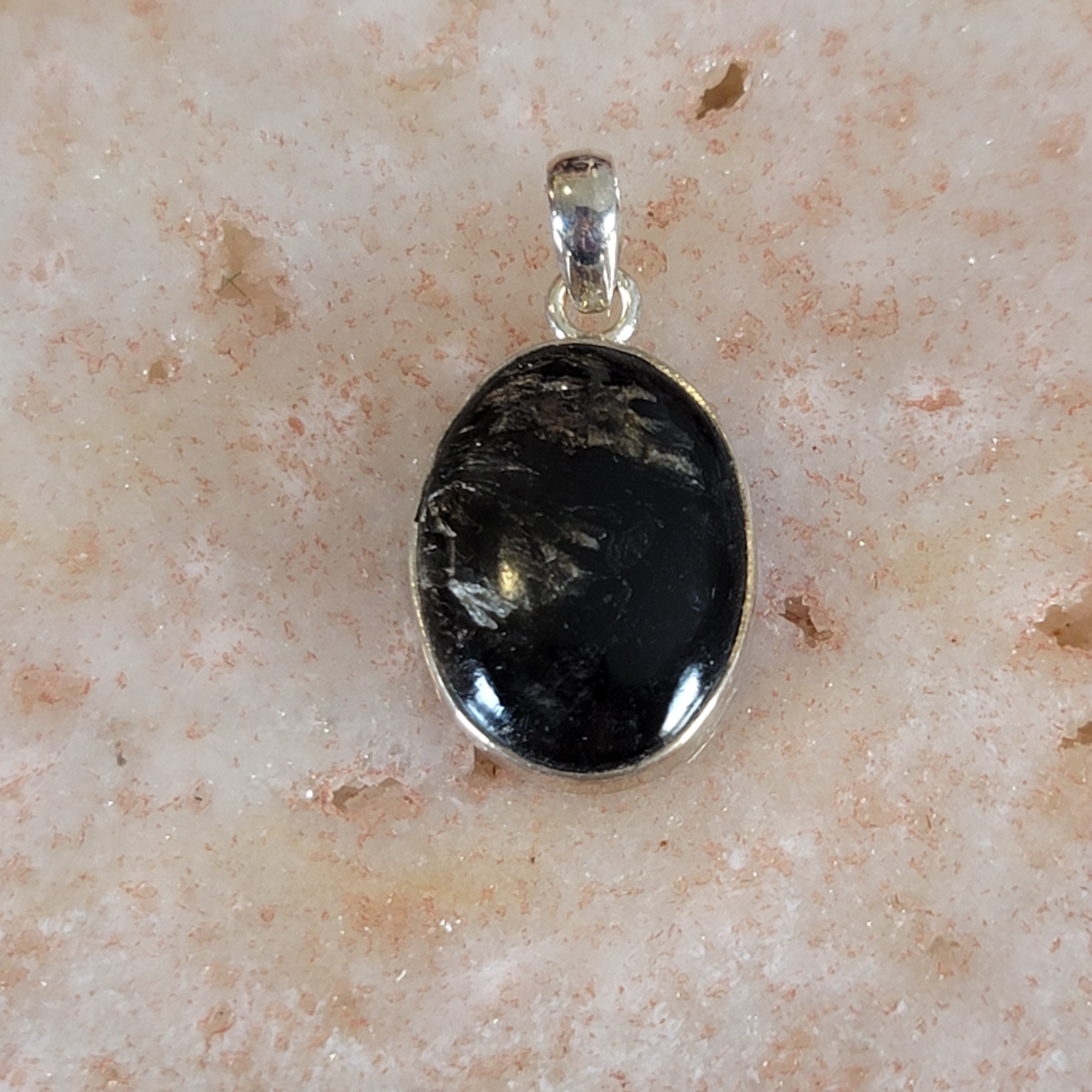 Black Seraphinite Pendant .925 Silver for Spiritual Advancement, Healing and Harmony