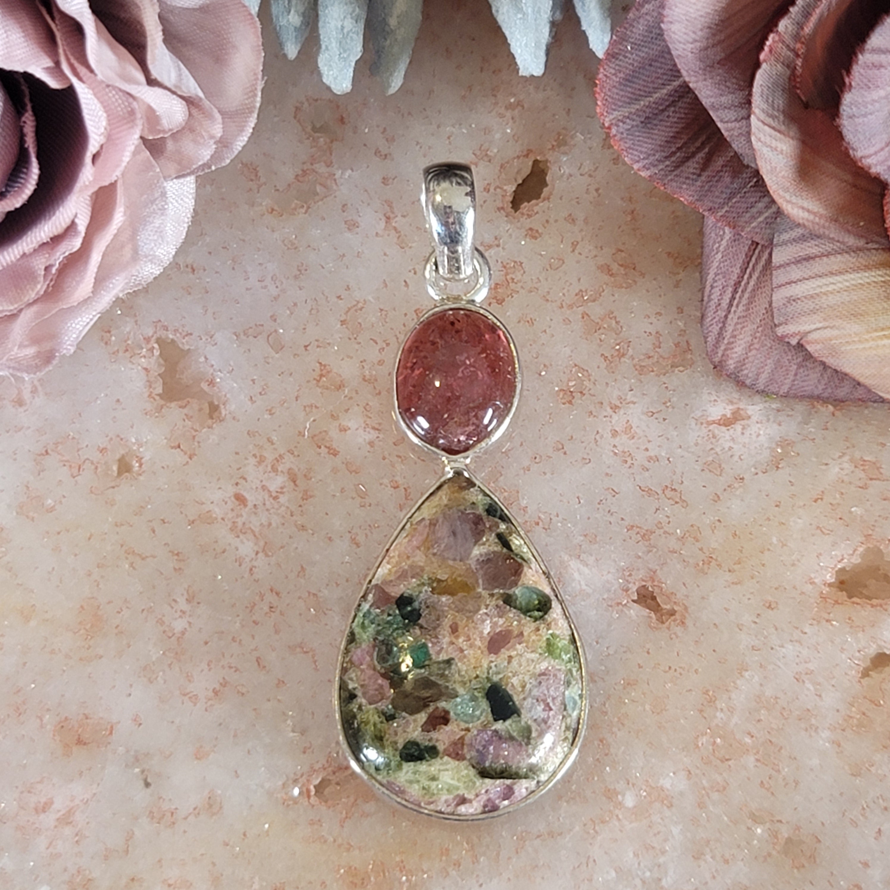 Mojave Tourmaline Pendant .925 Silver for Emotional Healing and Positive Energy