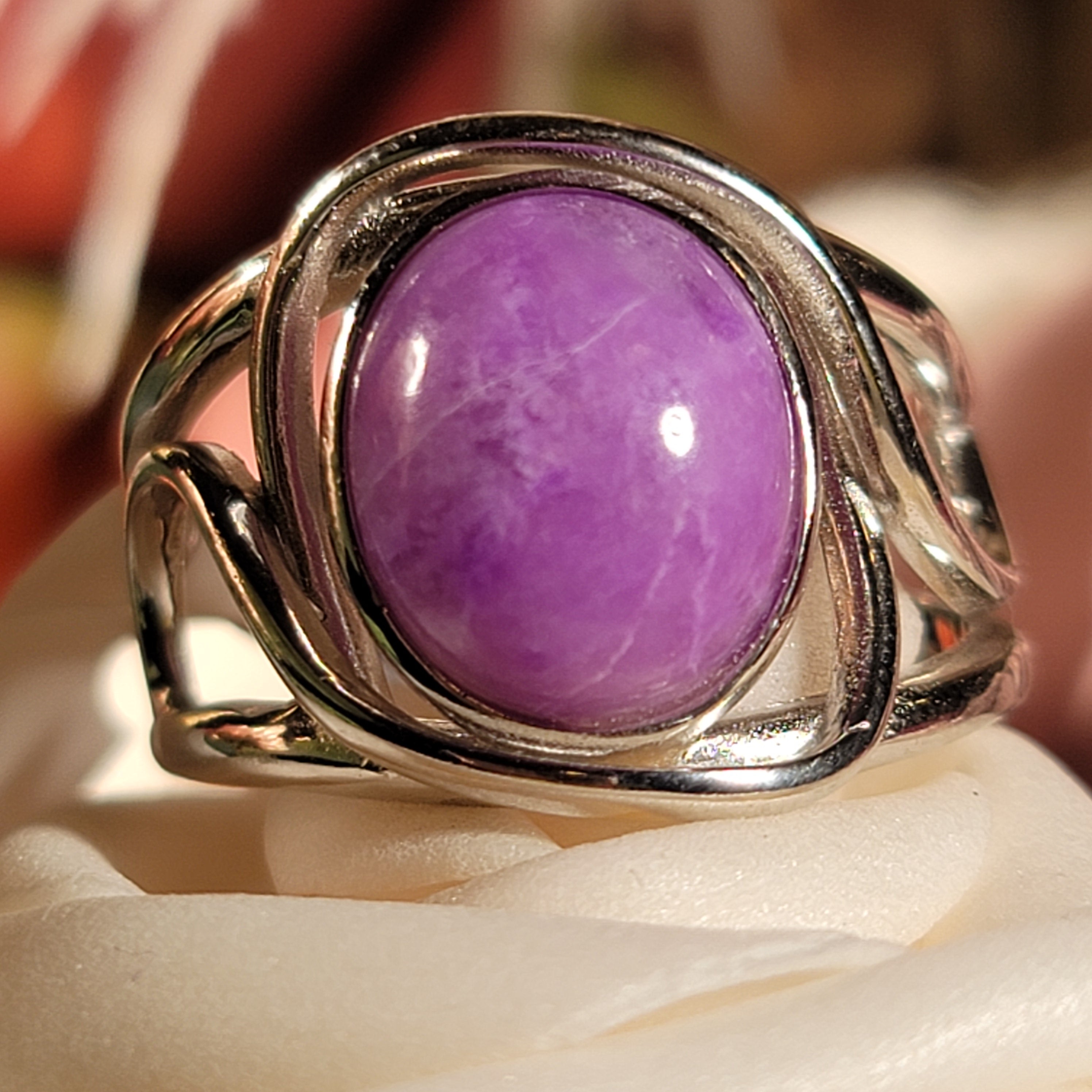 Sugilite Cuff Ring .925 Silver for Enhancing Dreamwork and Discovery of Your Path