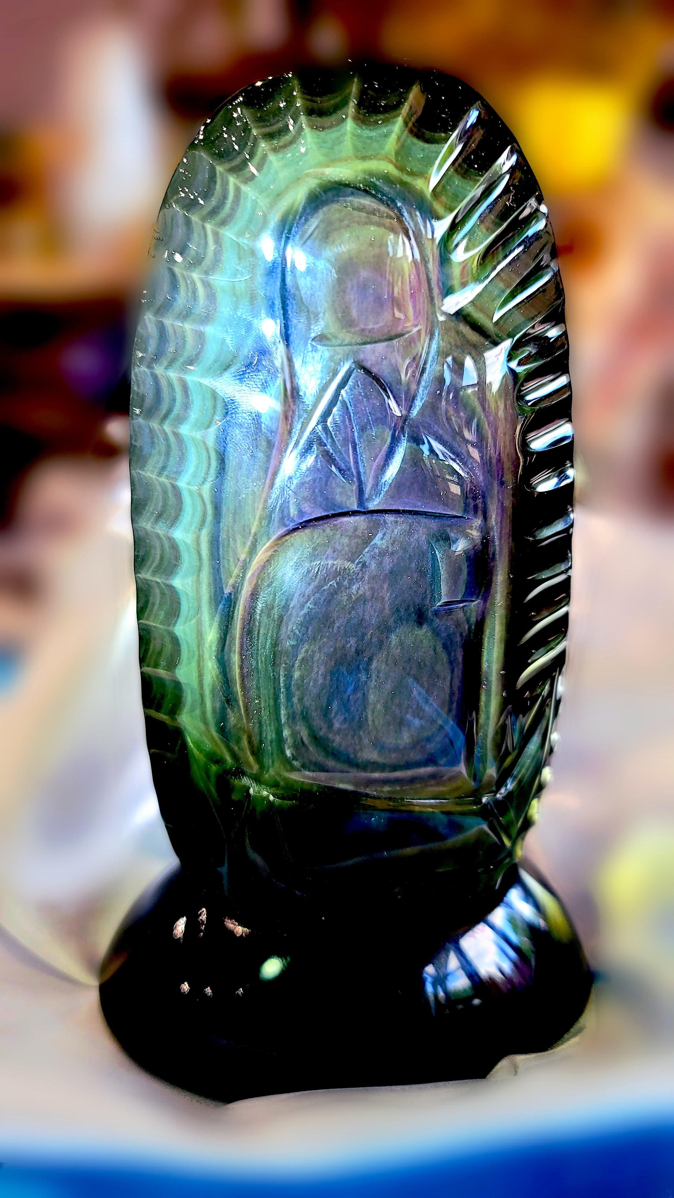 Rainbow Obsidian Our Lady of Guadalupe Carving