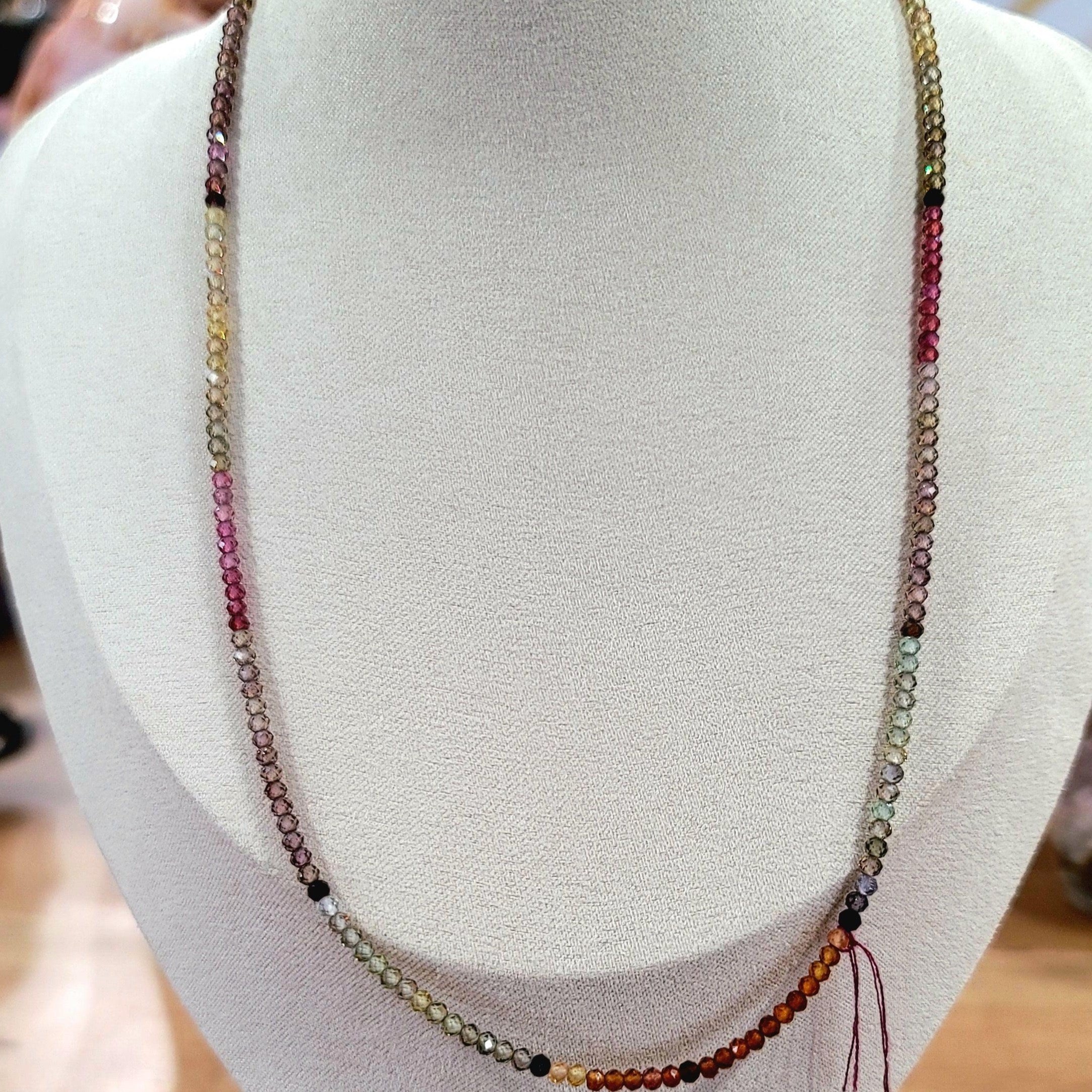 Tourmaline Neutral Berry Waterfall Micro Faceted Necklace