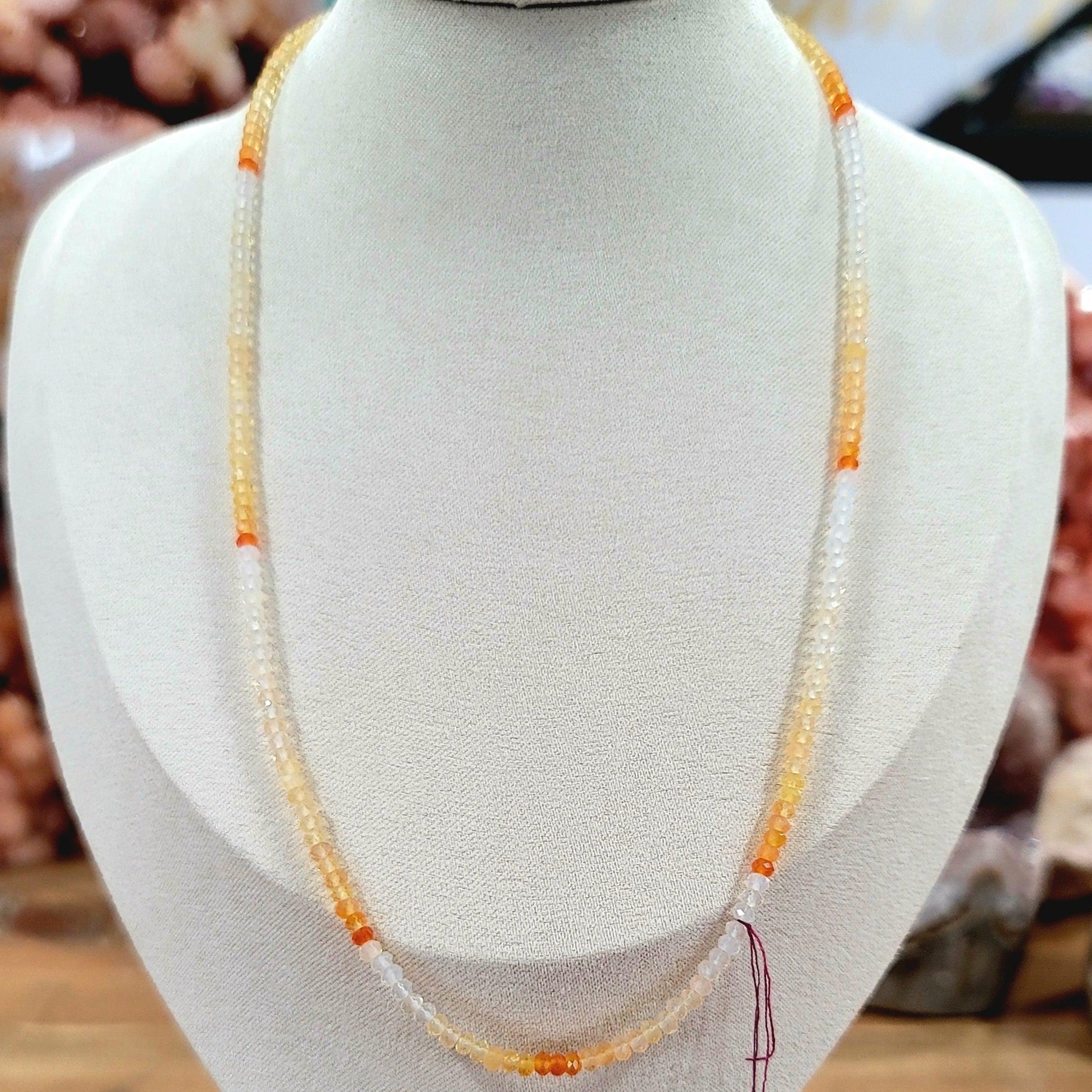 Fire Opal Waterfall Micro Faceted Necklace