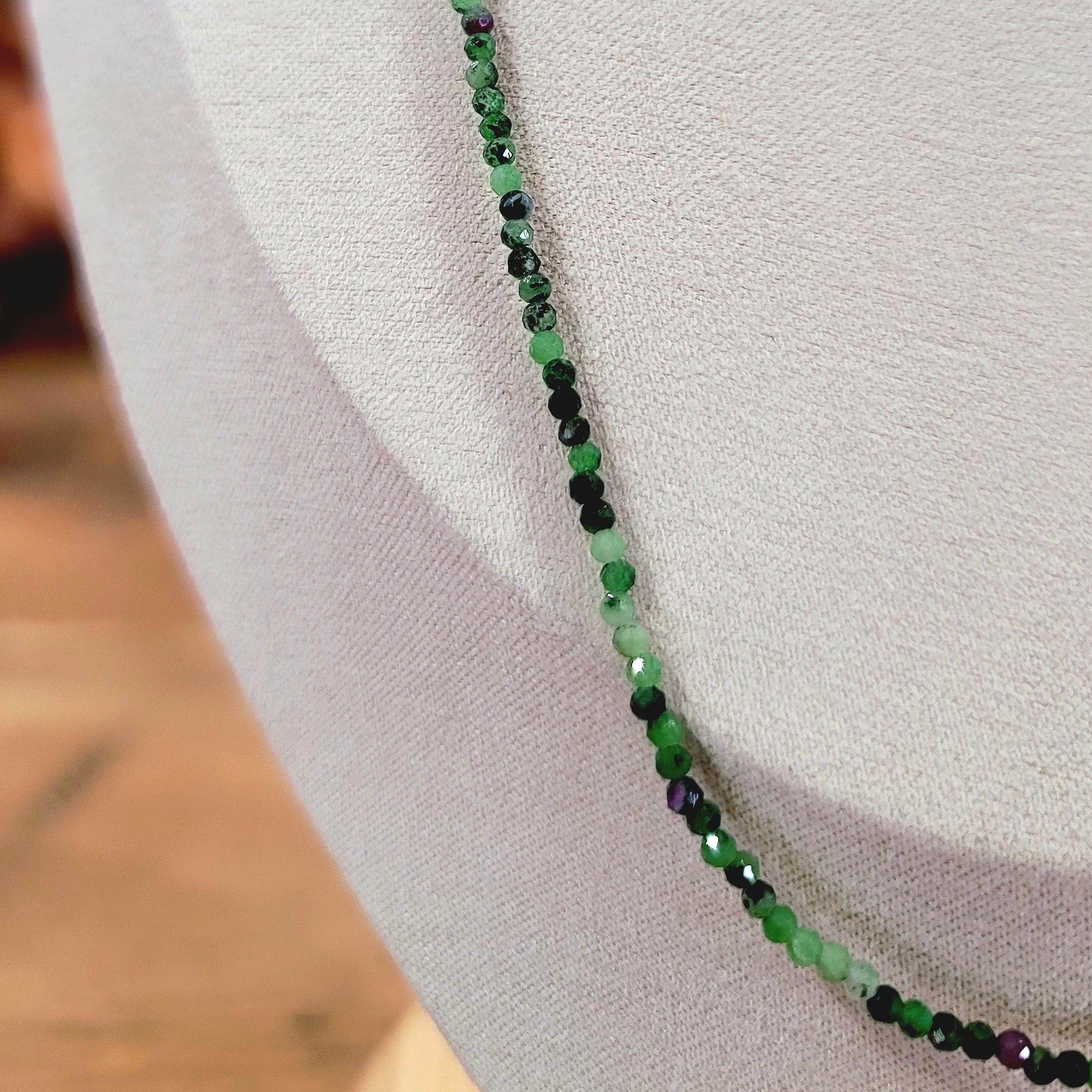 Ruby Zoisite Micro Faceted Necklace for Harmonizing Relationships and Passion