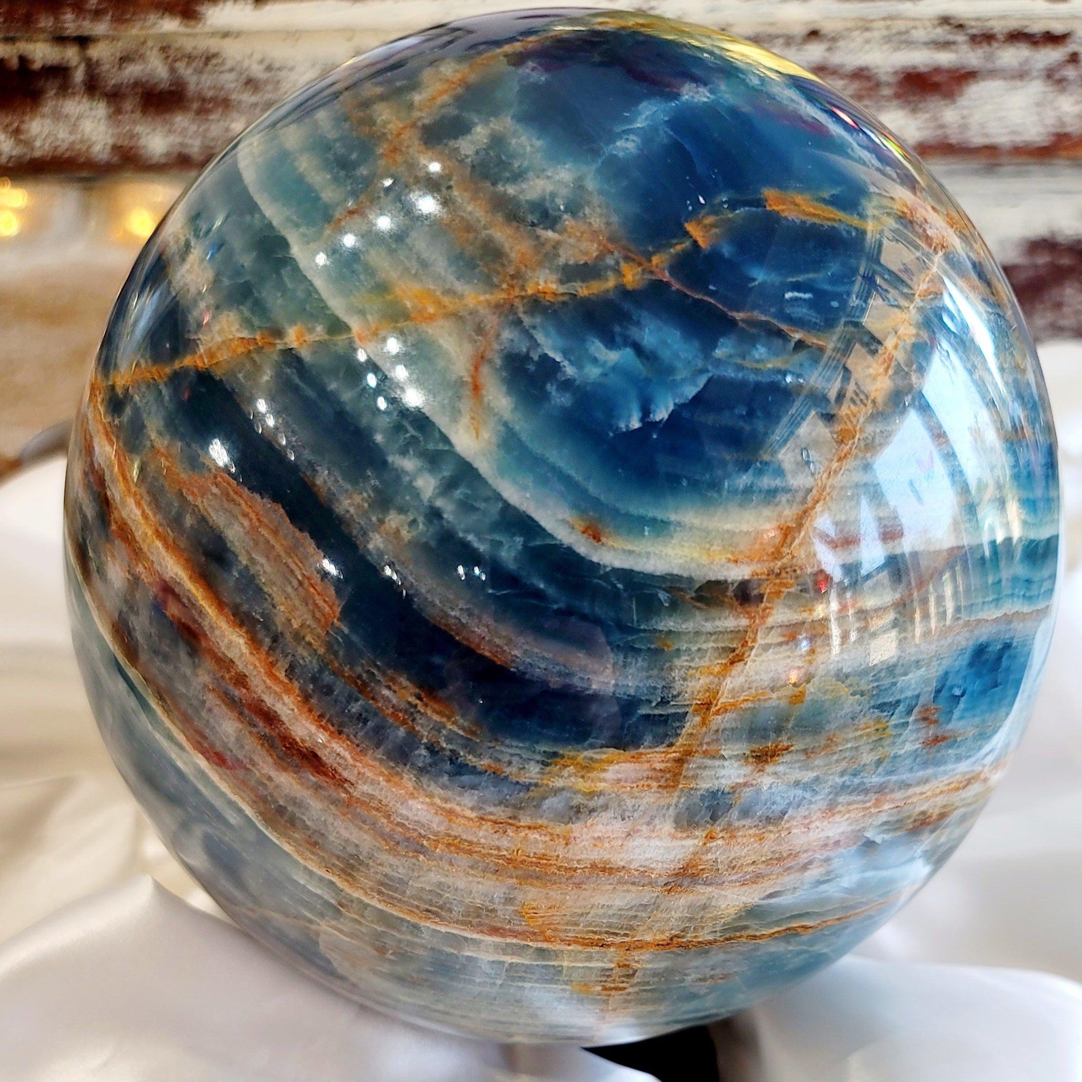 XXL Blue Onyx Sphere for Happiness, Healing and Peace