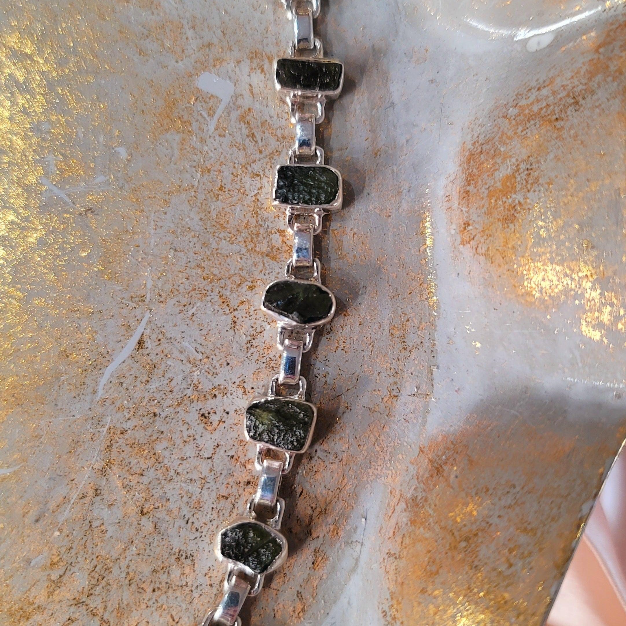 Moldavite .925 Silver Bracelet