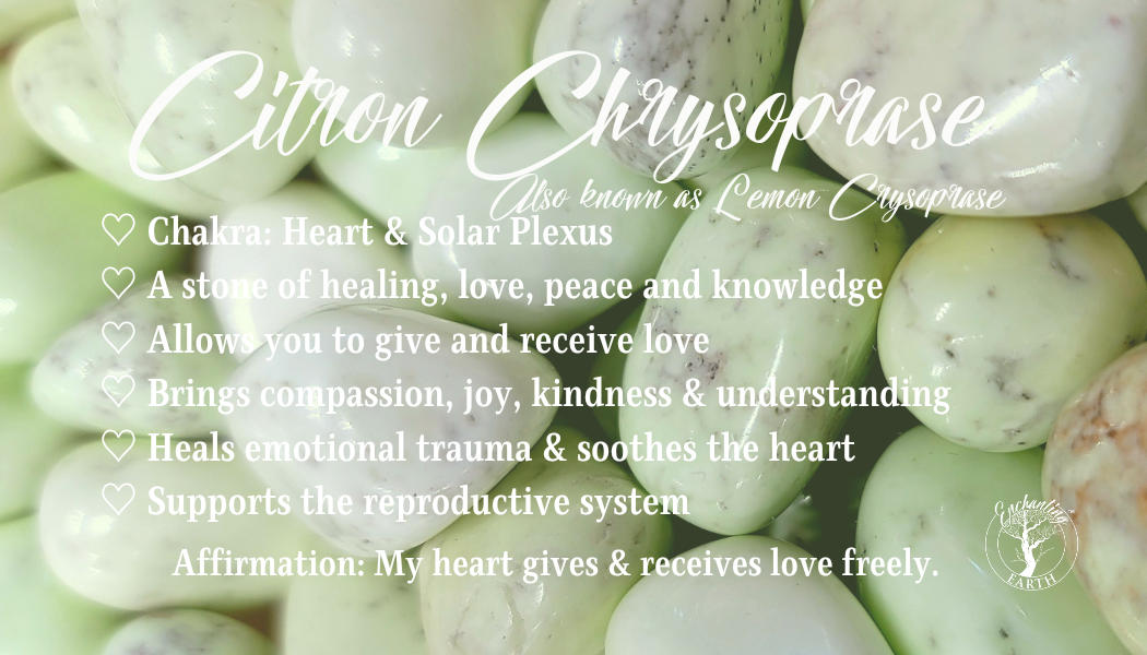 Citron (Lemon) Crysoprase Tumble for Soothing Your Heart