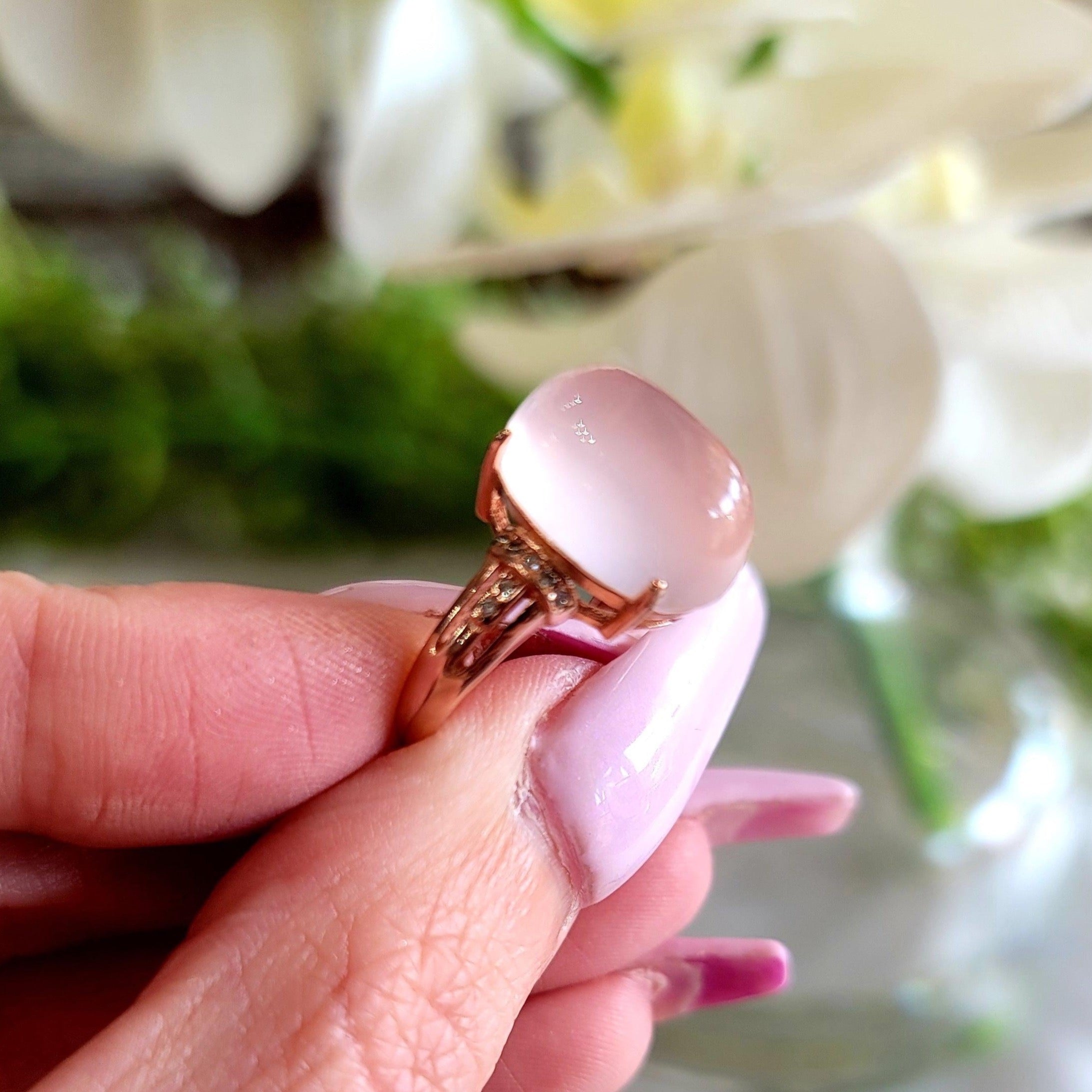 Rose Quartz Adjustable Ring .925 Silver for Empowerment & Self Love