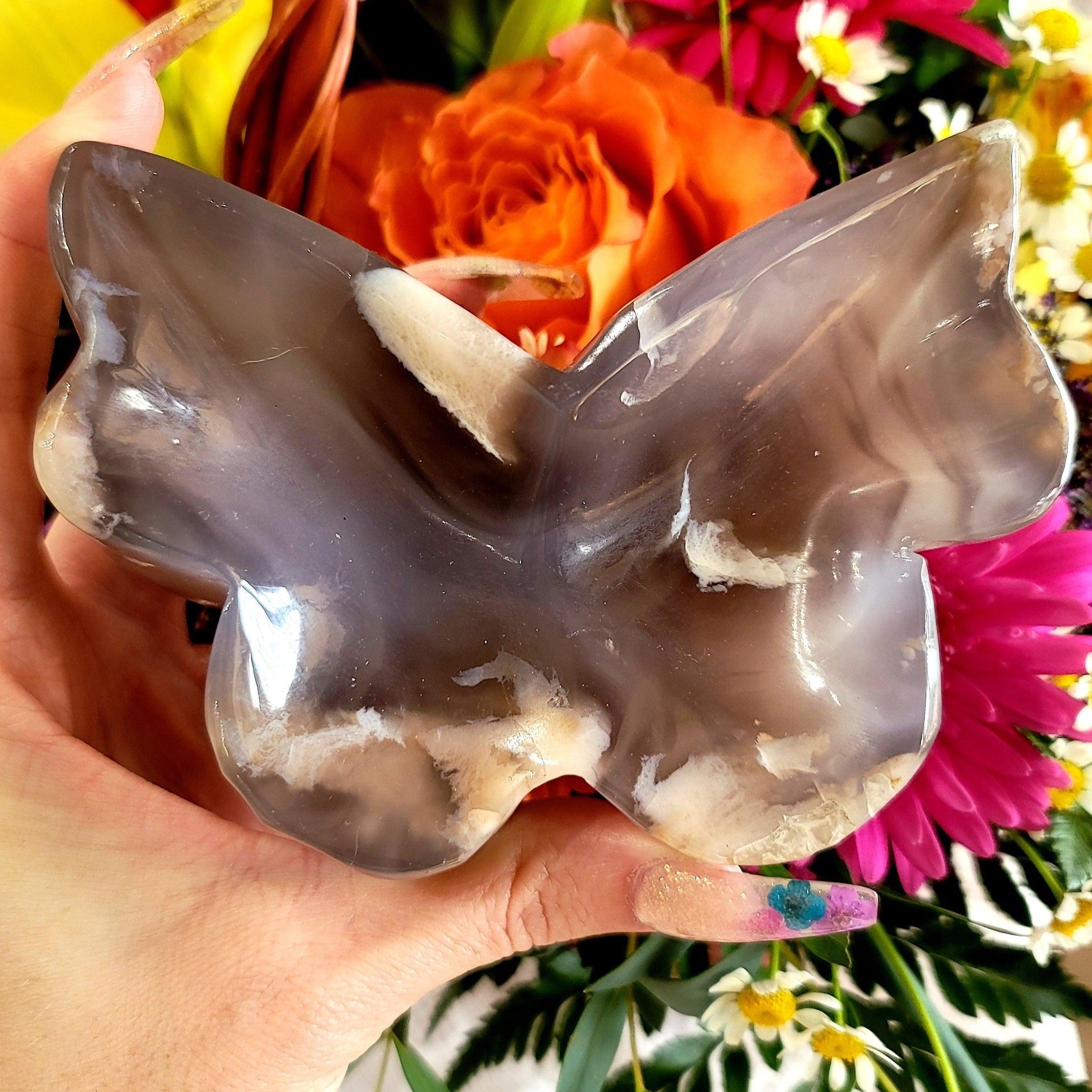 🦋Enchanting Exclusive🦋 Flower Agate Butterfly Bowl