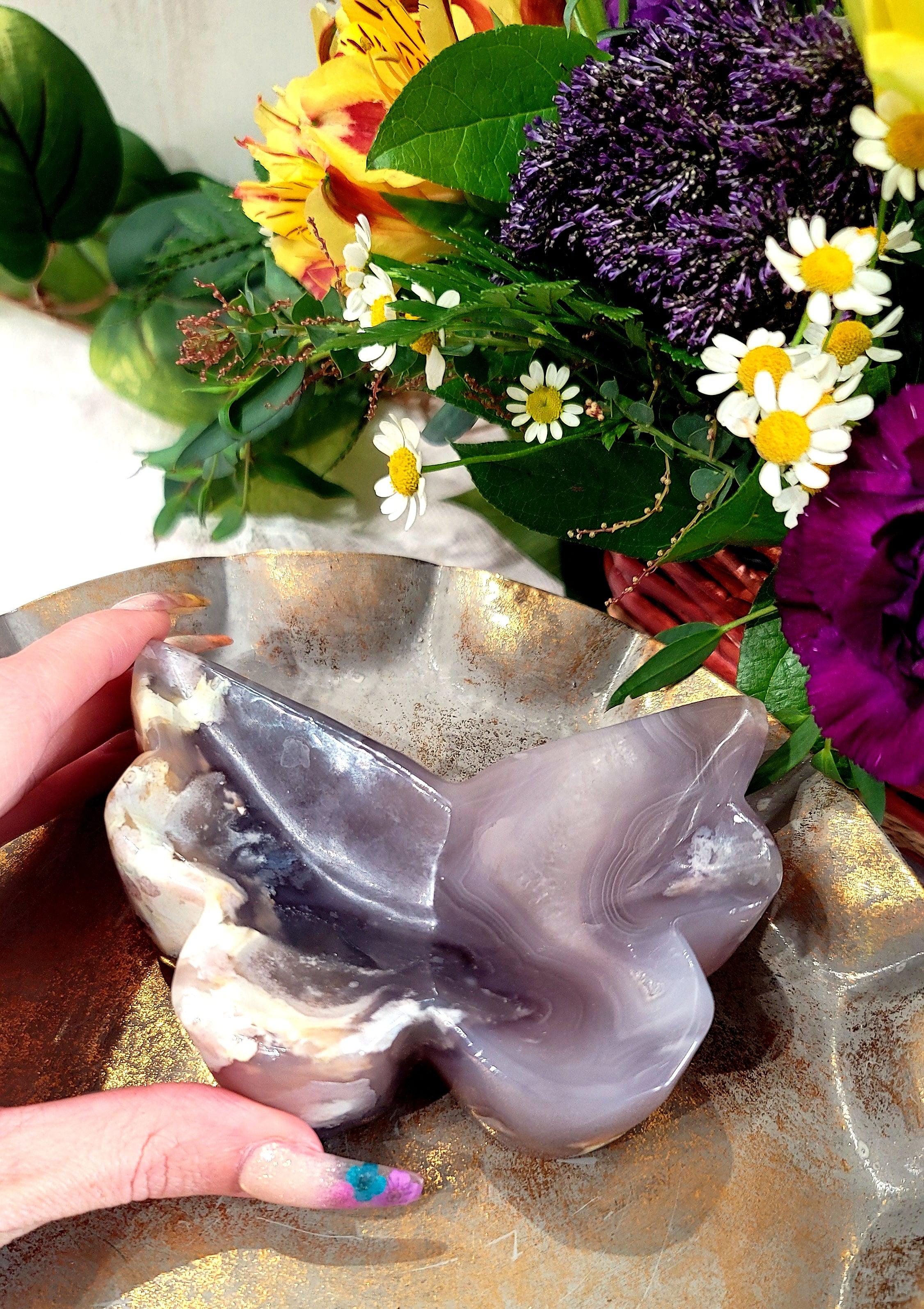 🦋Enchanting Exclusive🦋 Flower Agate Butterfly Bowl