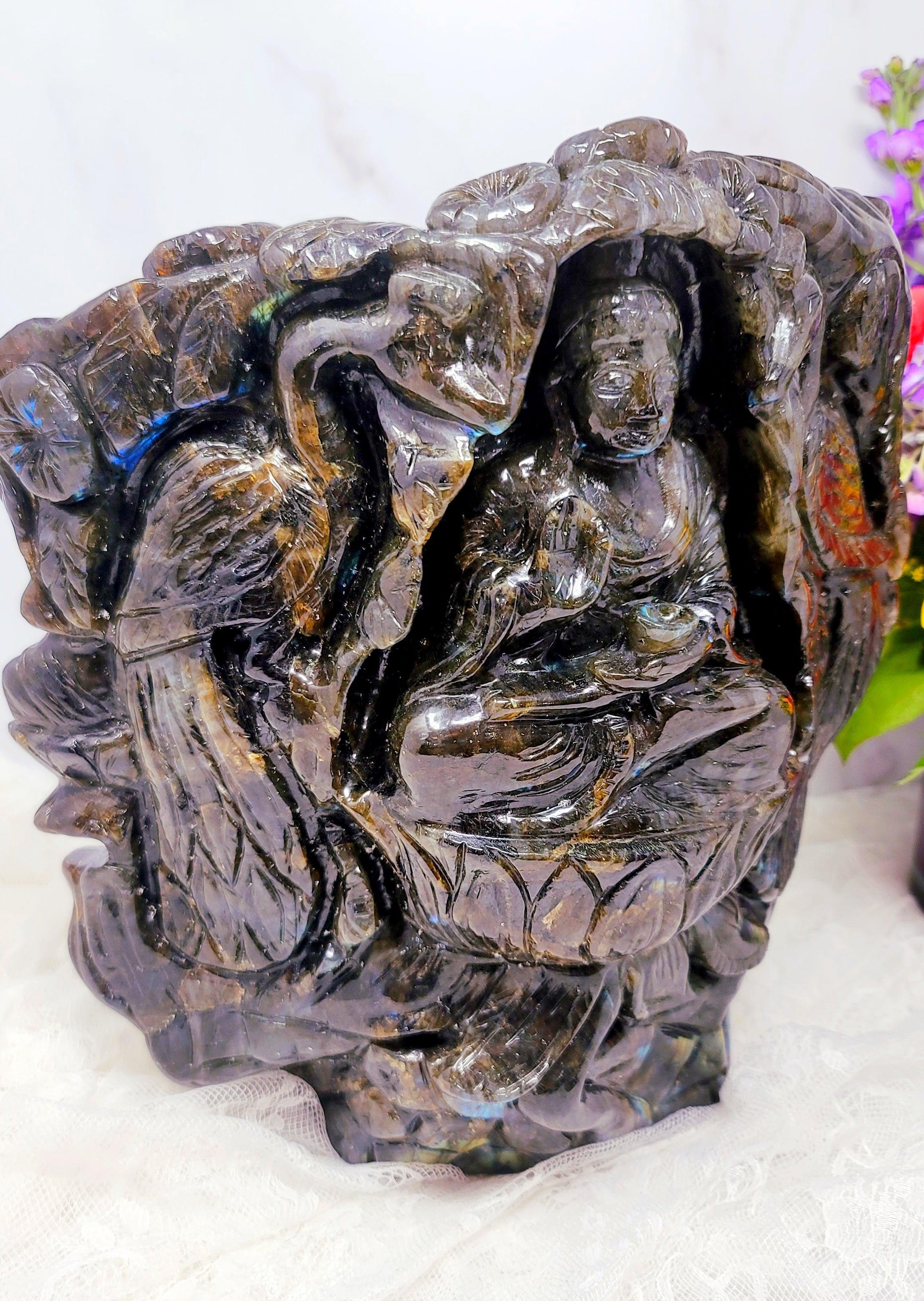 XXL Labradorite Buddha Carving