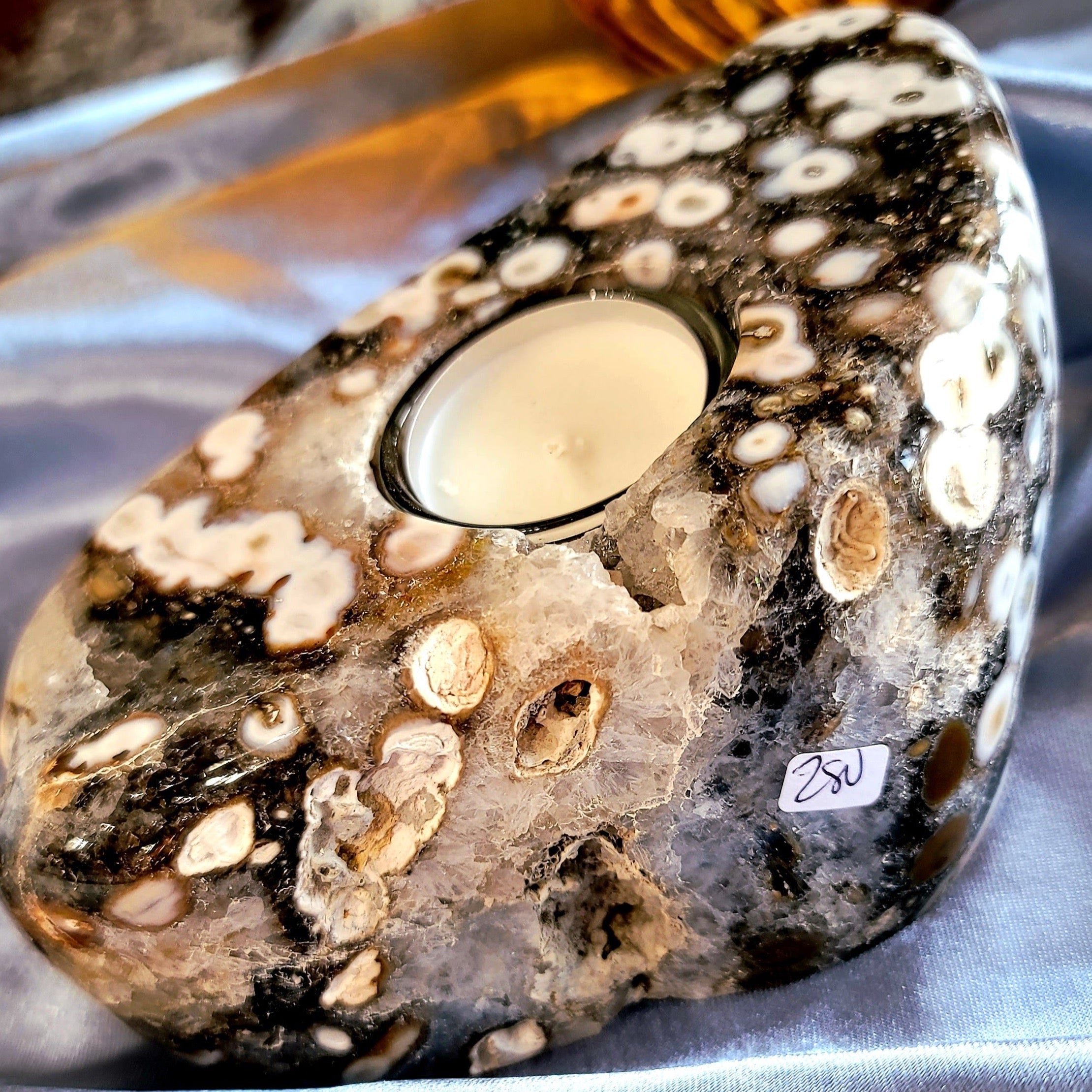 Ocean Jasper Candle Holder for Joy and Relaxation