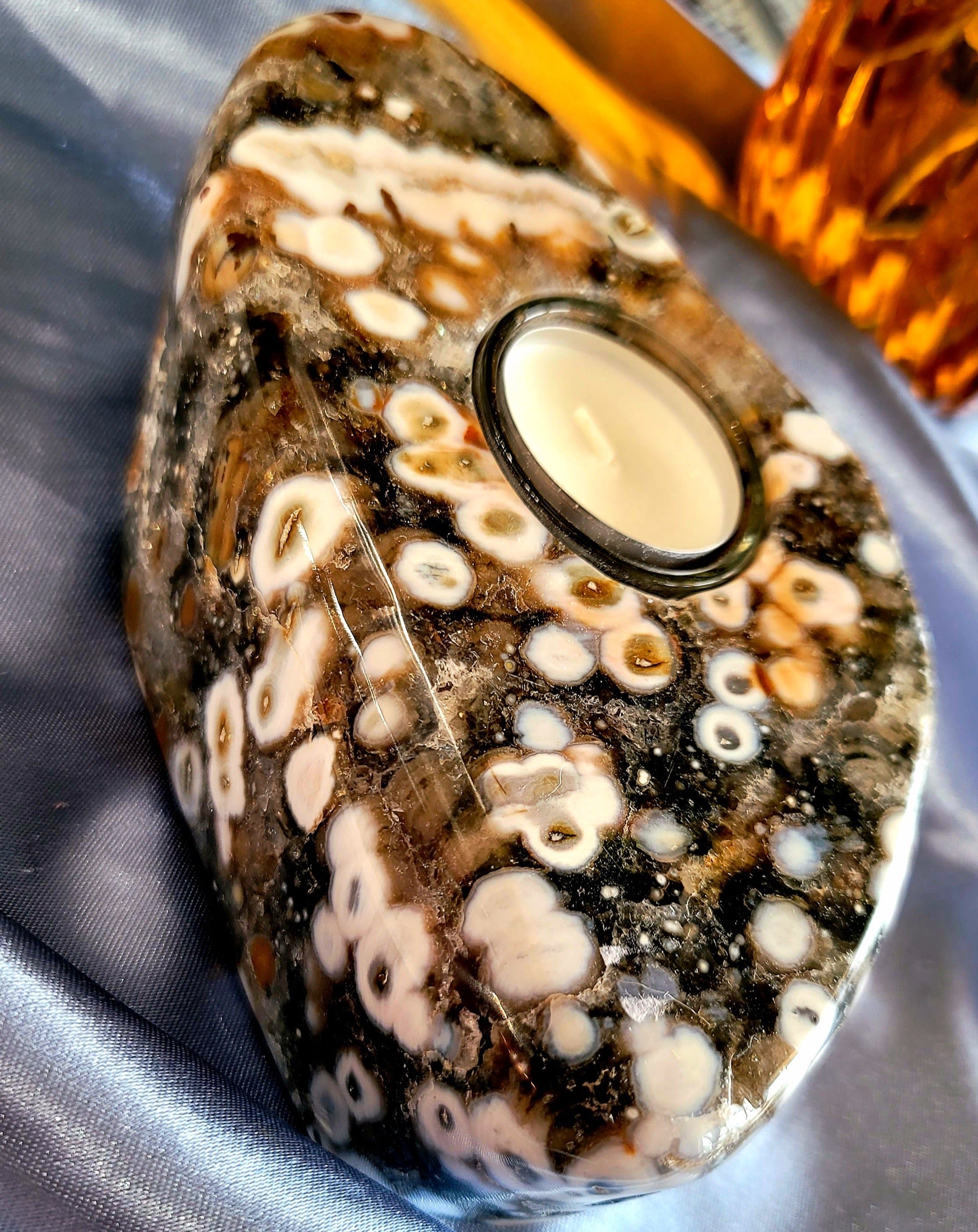 Ocean Jasper Candle Holder for Joy and Relaxation