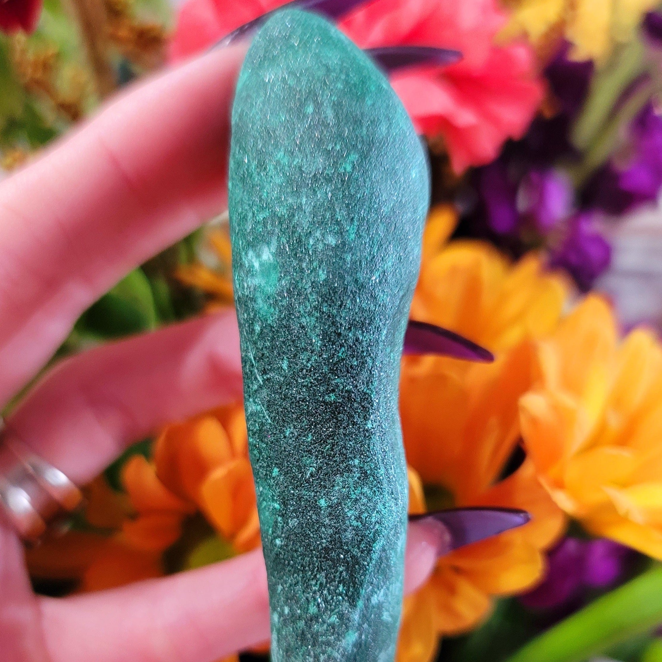 Incredible Sparkly Malachite Stalactite Specimen for Abundance, Protection and Transformation