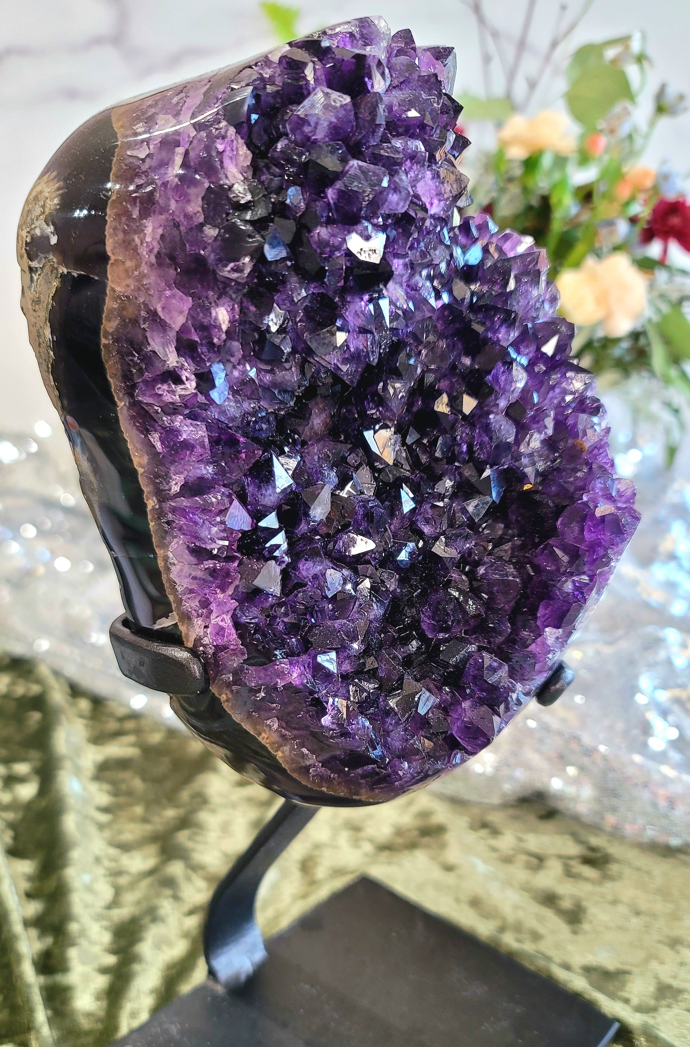 Uruguayan Amethyst Geode on Stand for Intuition & Protection