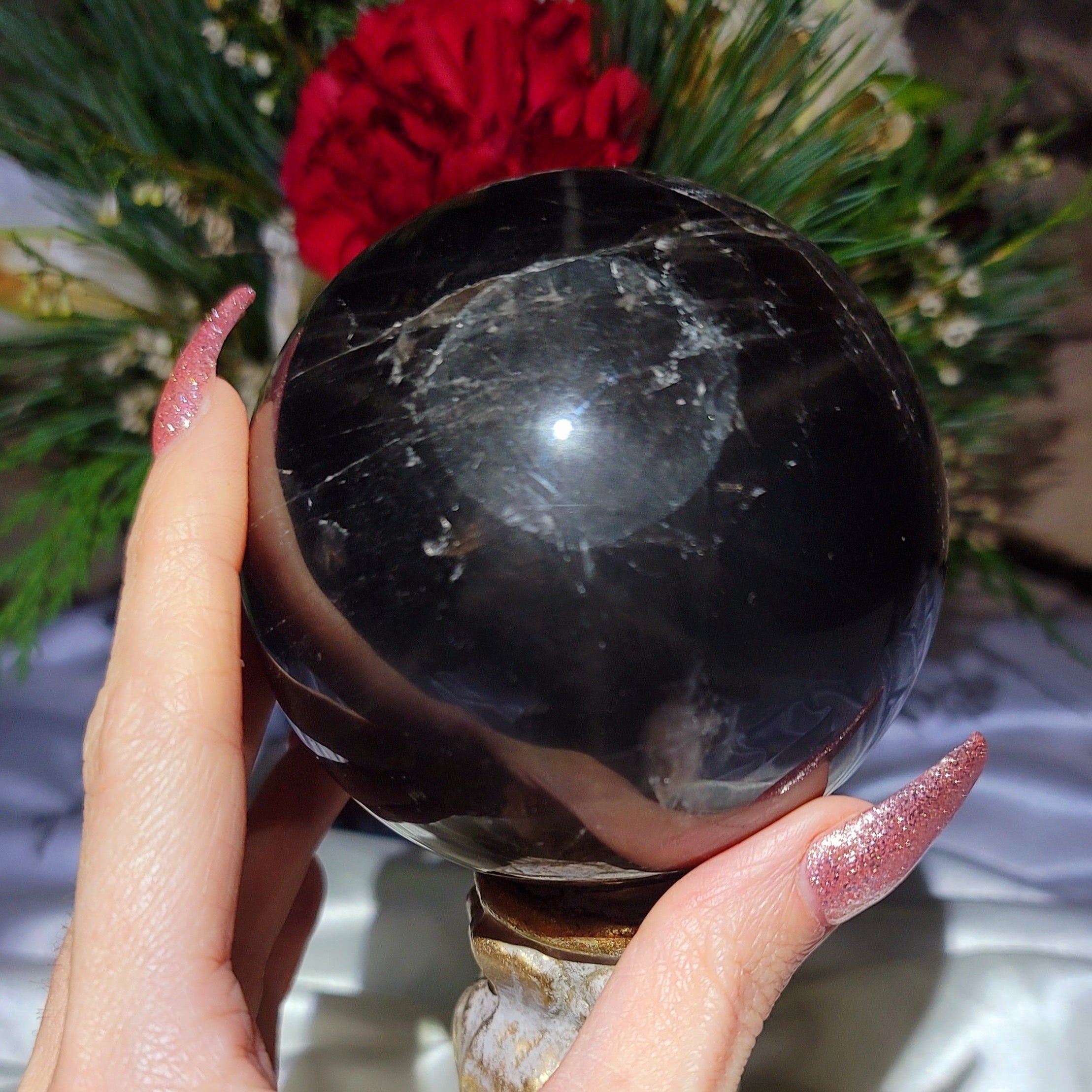 Star Smokey Blue Rose Quartz Sphere for Attraction & Opening Your Heart to Love (273A)