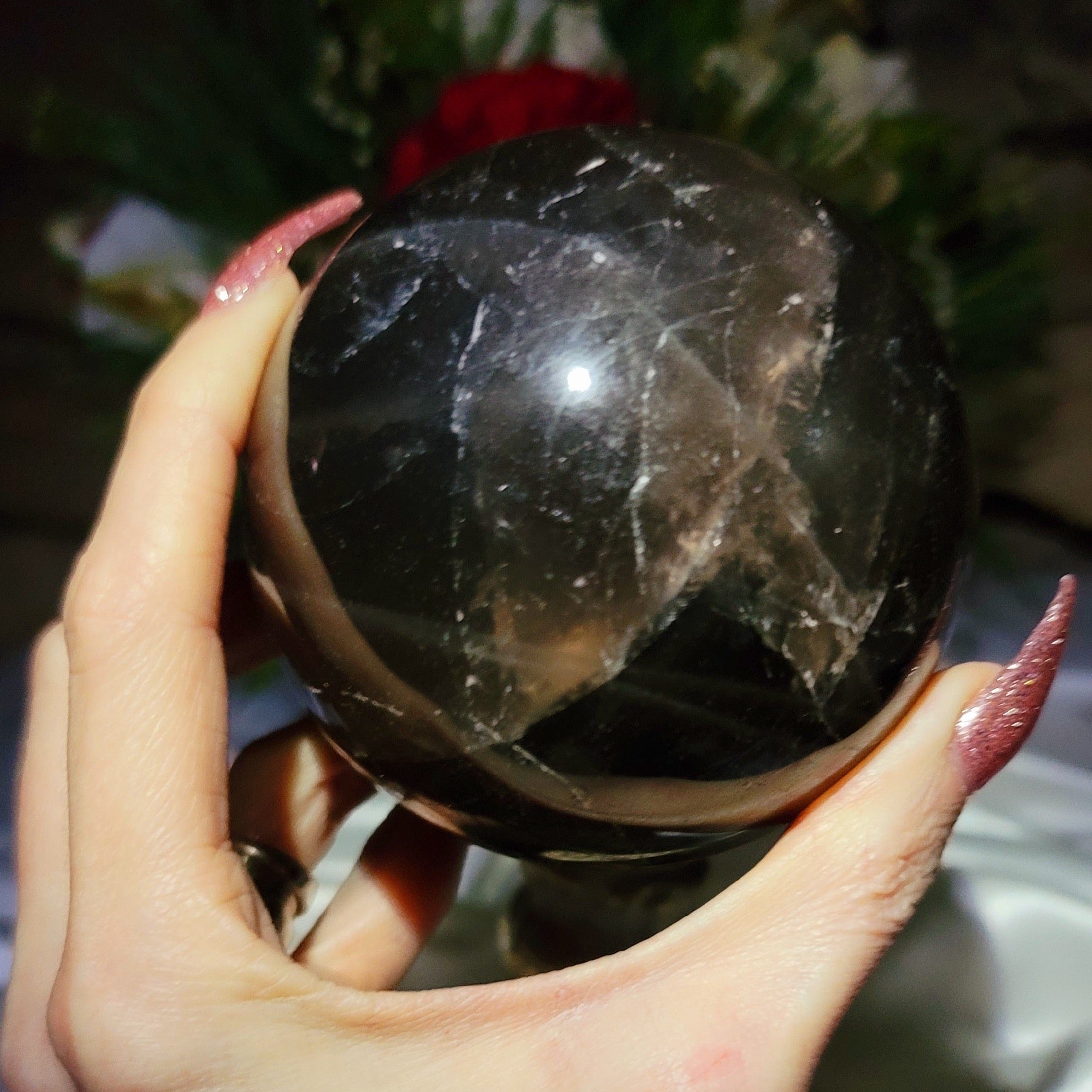 Star Smokey Blue Rose Quartz Sphere for Attraction & Opening Your Heart to Love (249K)