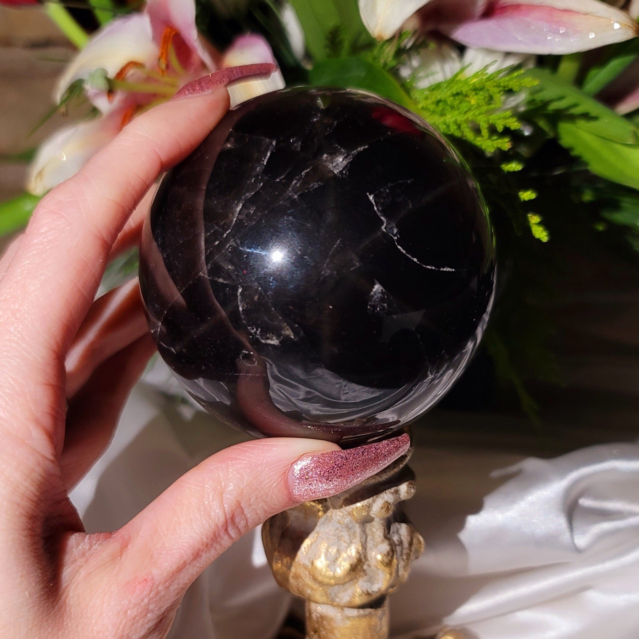 Star Smokey Blue Rose Quartz Sphere for Attraction & Opening Your Heart to Love (216P)