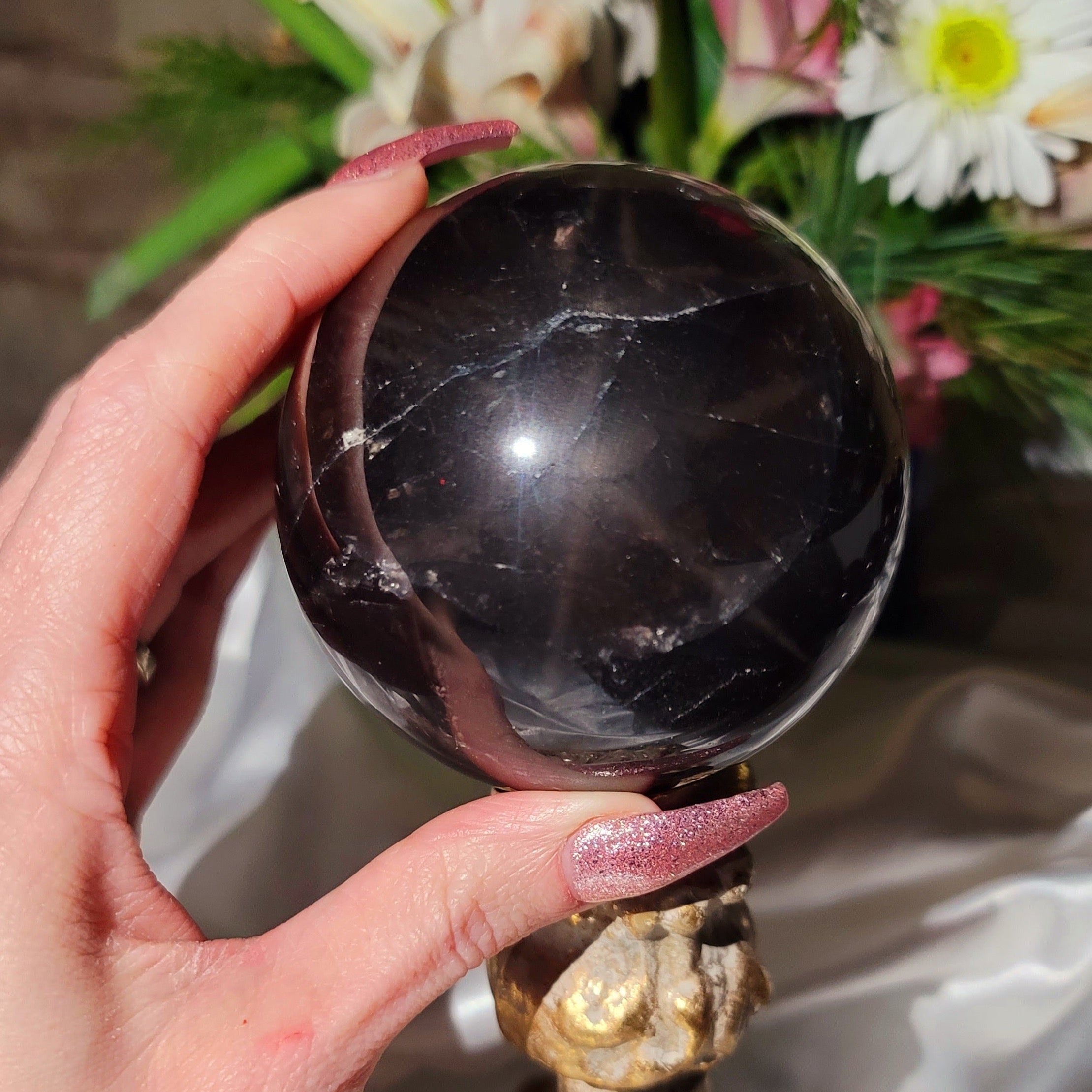 Star Smokey Blue Rose Quartz Sphere for Attraction & Opening Your Heart to Love (207U)