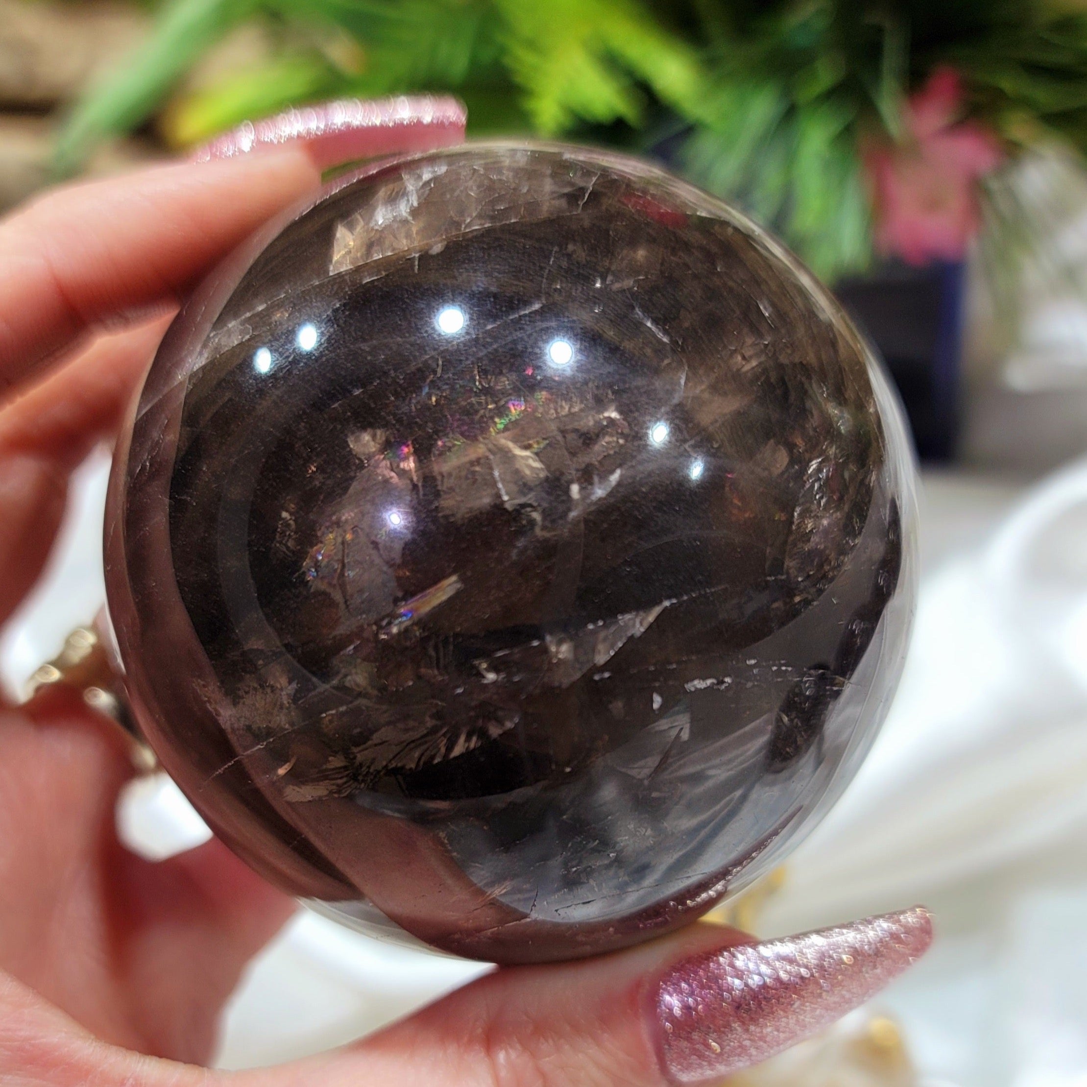 Star Smokey Blue Rose Quartz Sphere for Attraction & Opening Your Heart to Love (183A)