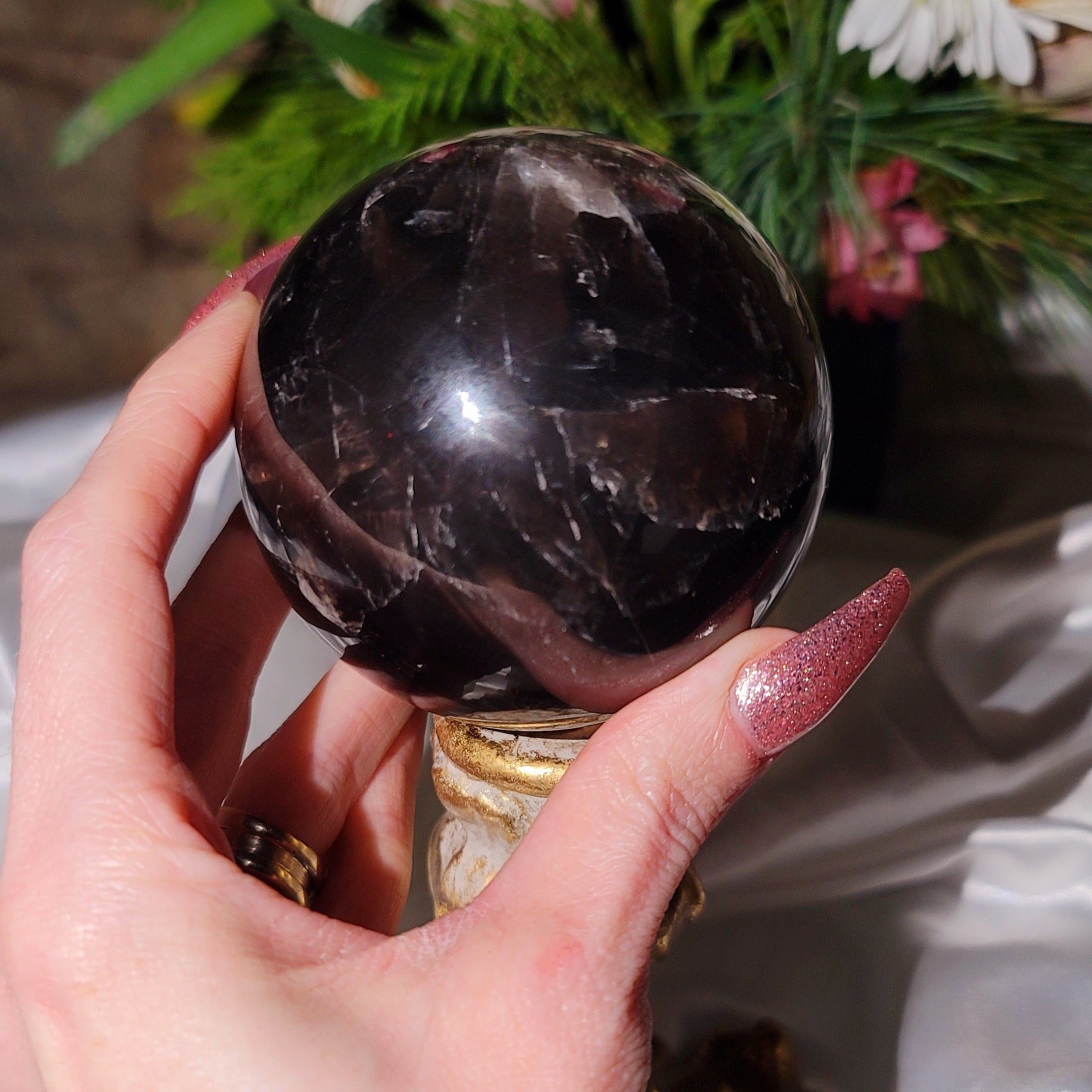 Star Smokey Blue Rose Quartz Sphere for Attraction & Opening Your Heart to Love (180X)
