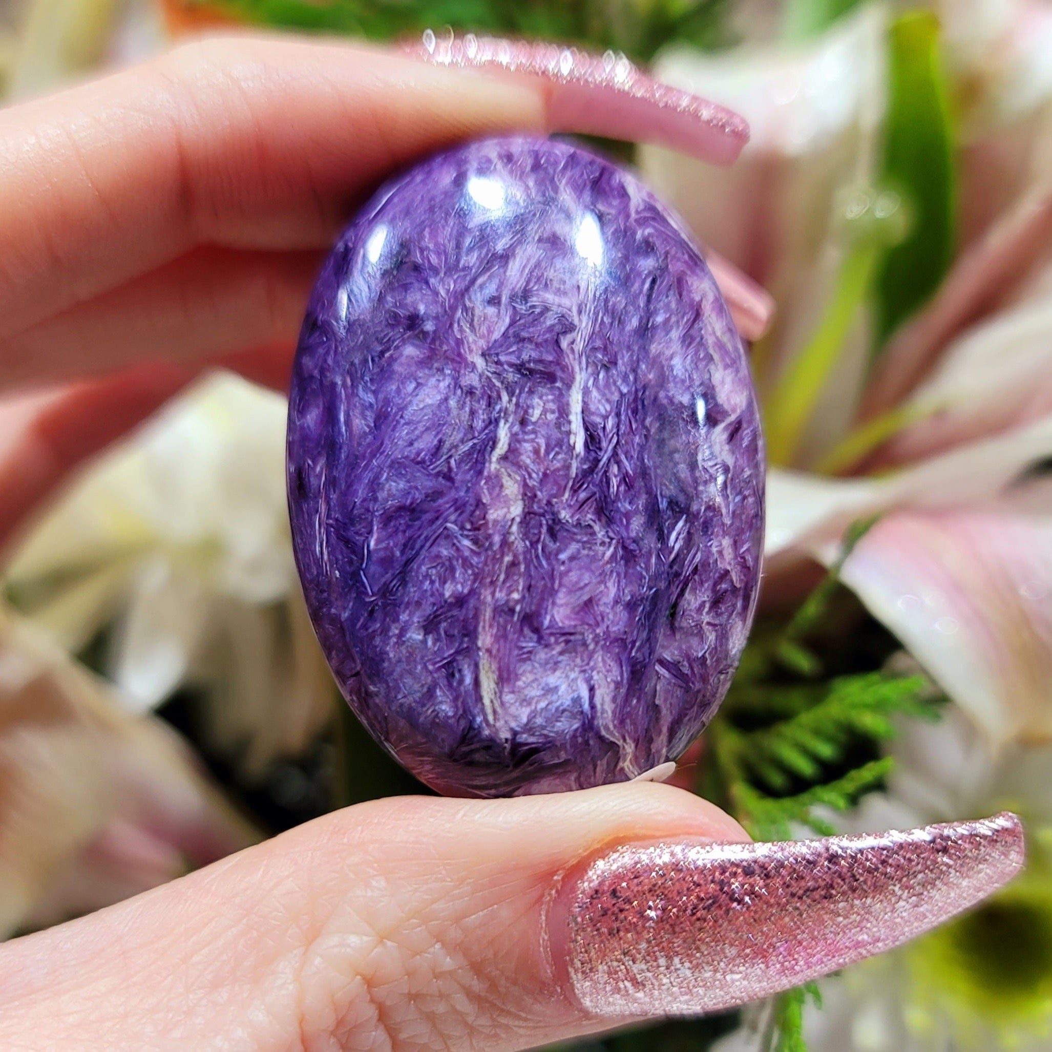 AAA Charoite Palm for Discovering Your Life Path, Intuition and Protection (99V)