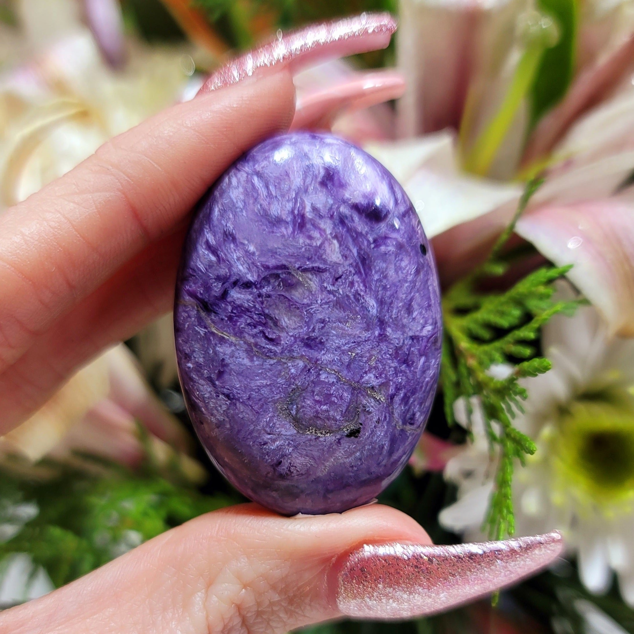 AAA Charoite Palm for Discovering Your Life Path, Intuition and Protection (99Y)