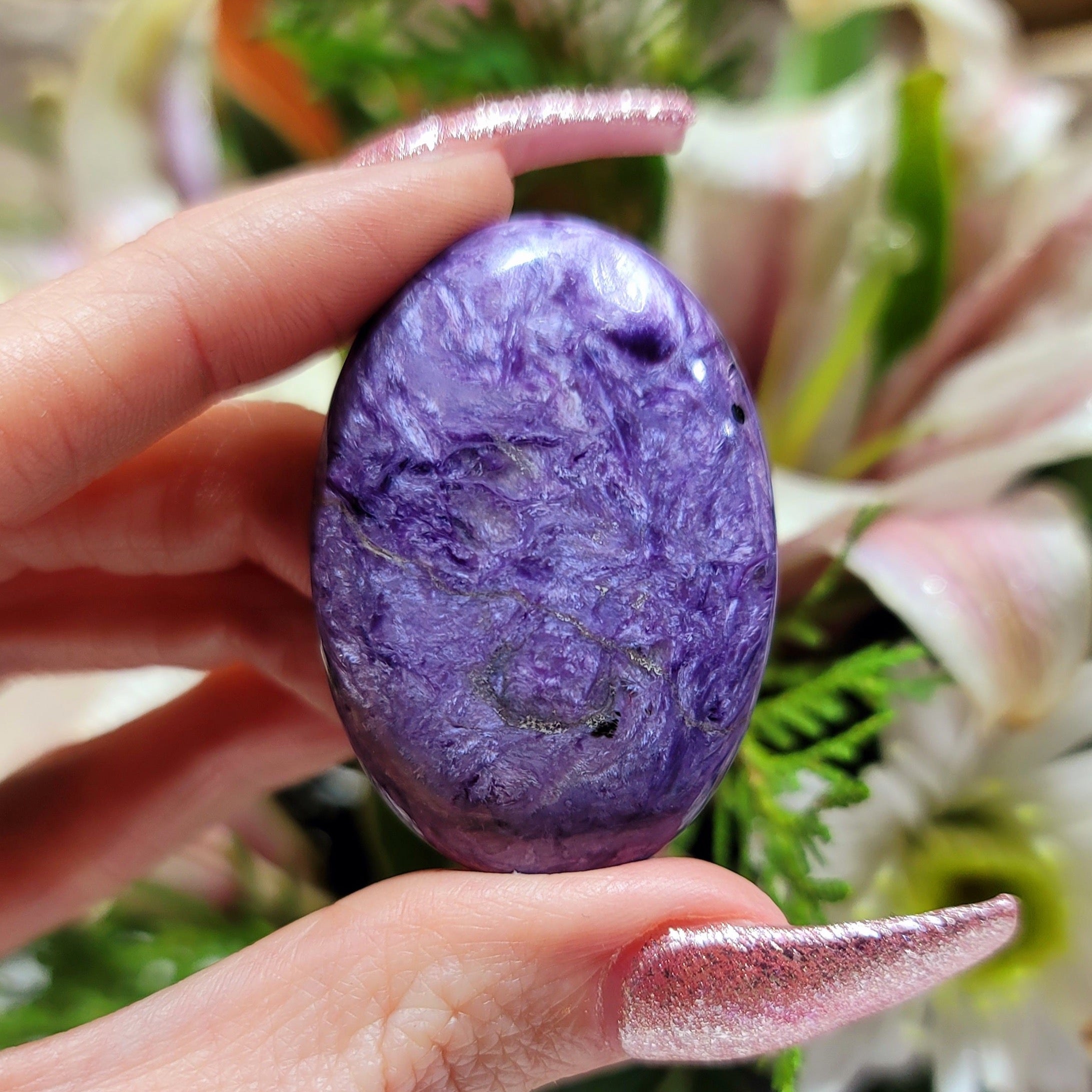 AAA Charoite Palm for Discovering Your Life Path, Intuition and Protection (99Y)