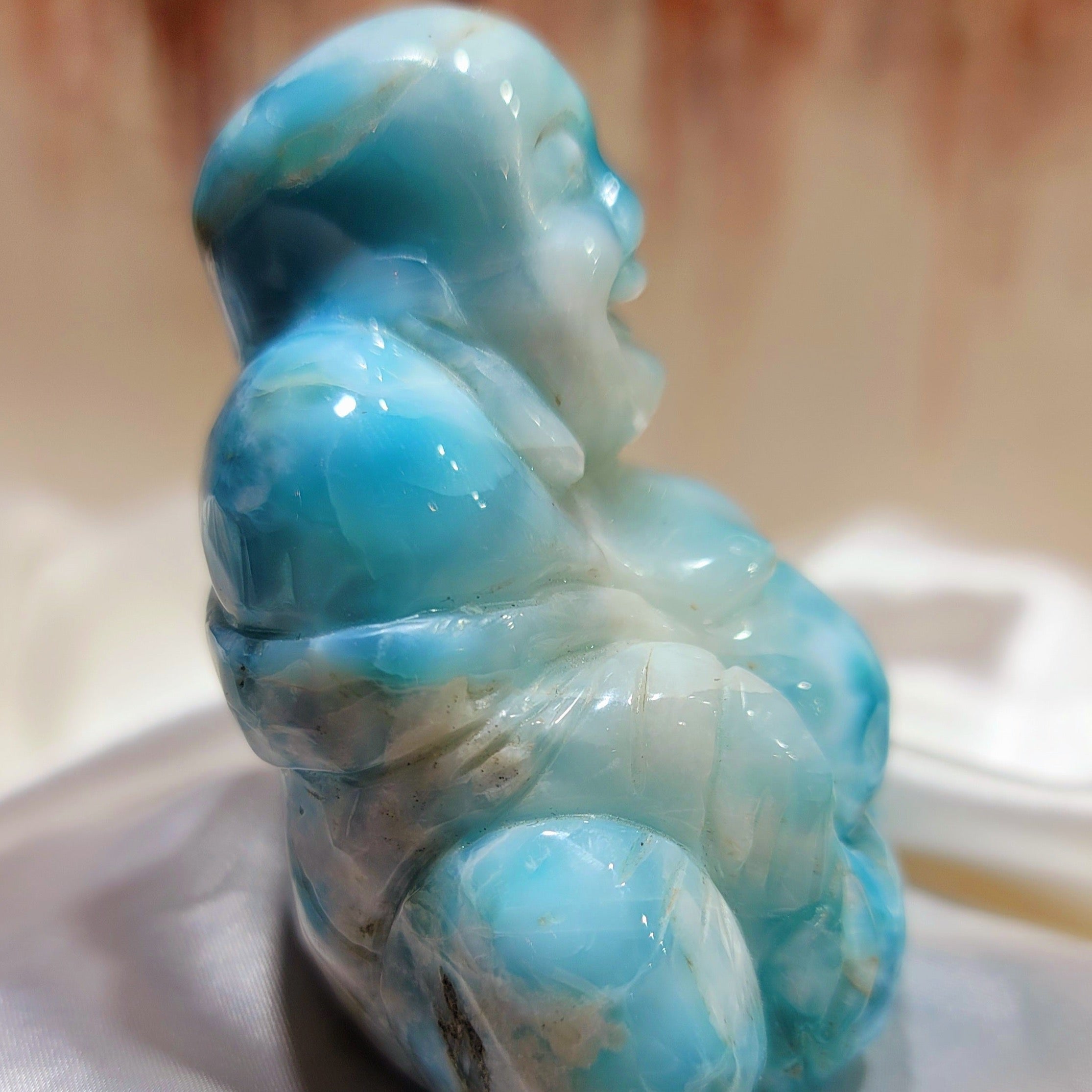 Larimar Buddha Carving for Peace and Tranquility