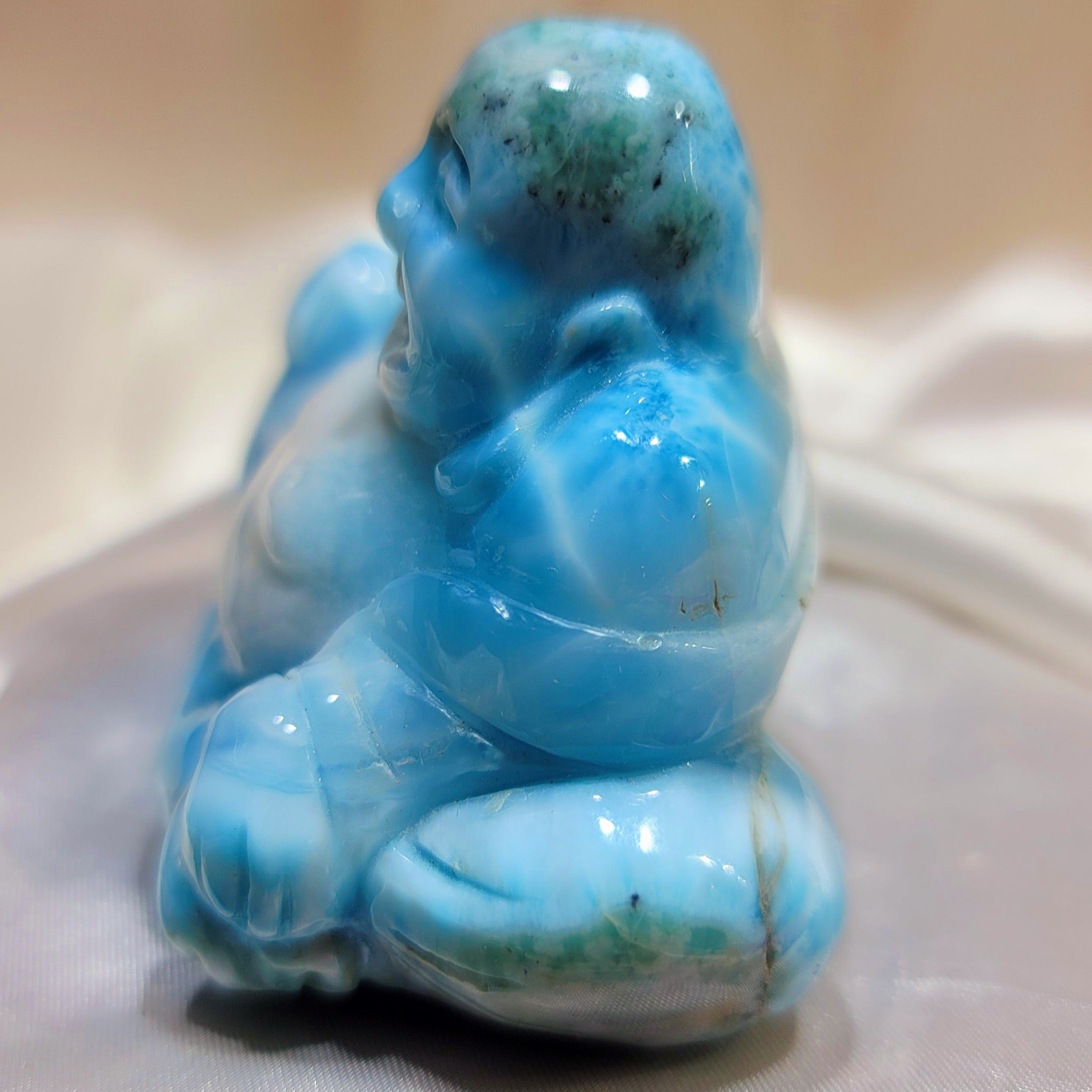 Larimar Buddha Carving for Peace and Tranquility
