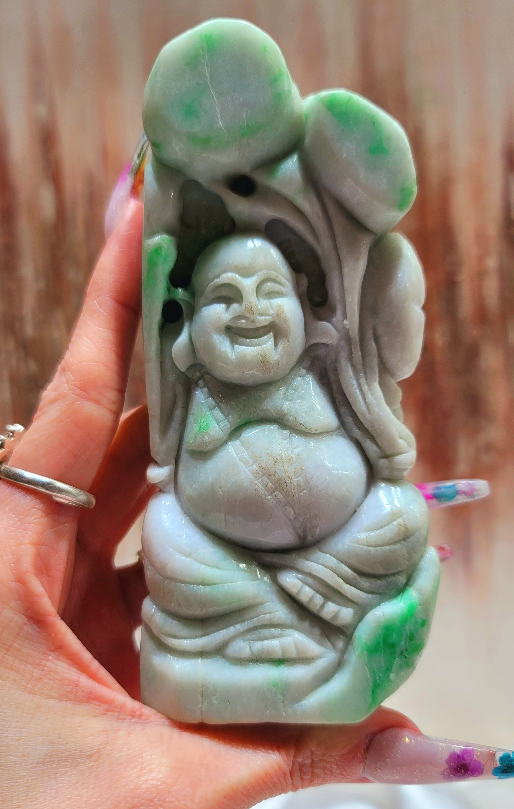 Jade Buddha Carving for Good Luck and Harmony