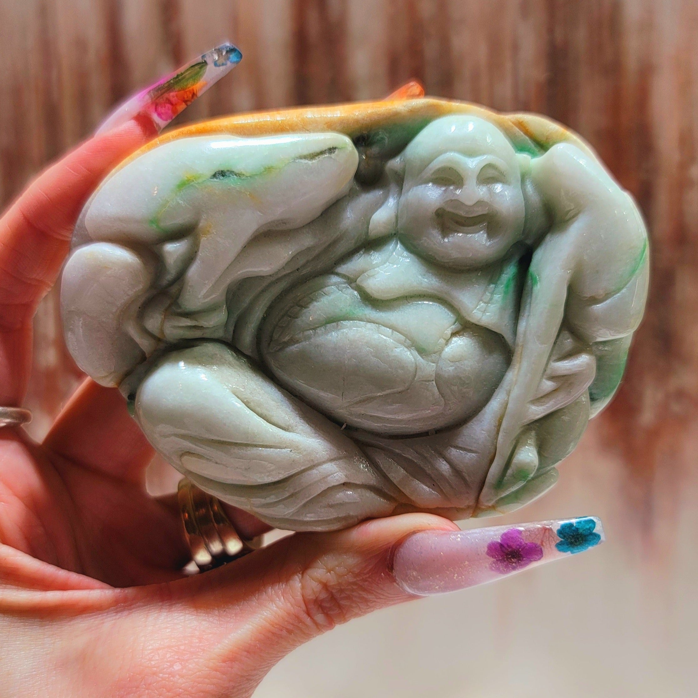Jade Buddha Carving for Good Luck and Harmony