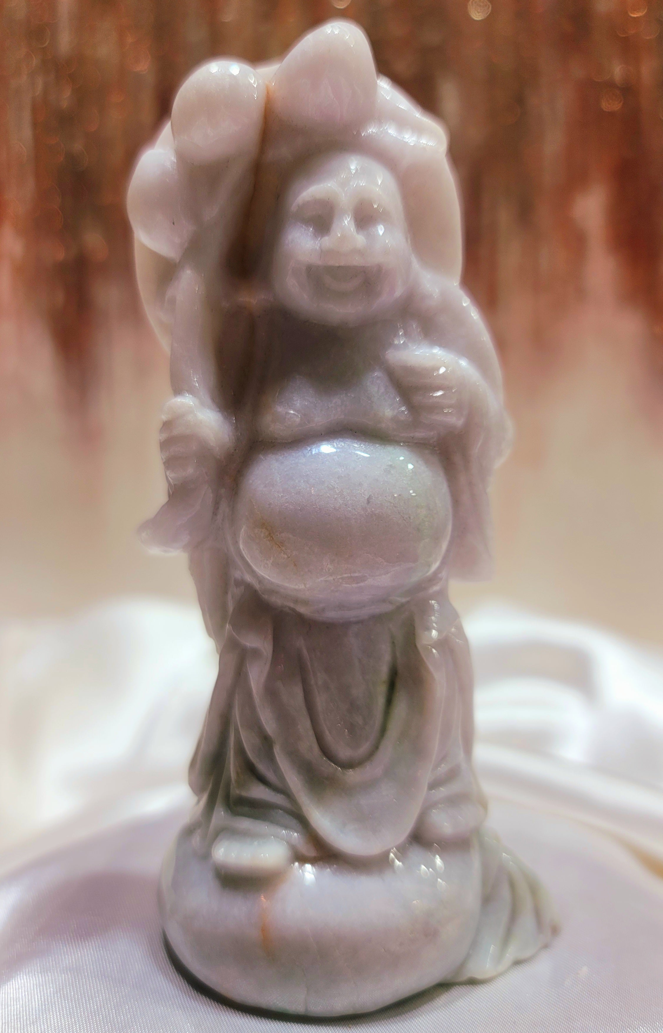 Lavender Jade Buddha Carving for Serenity