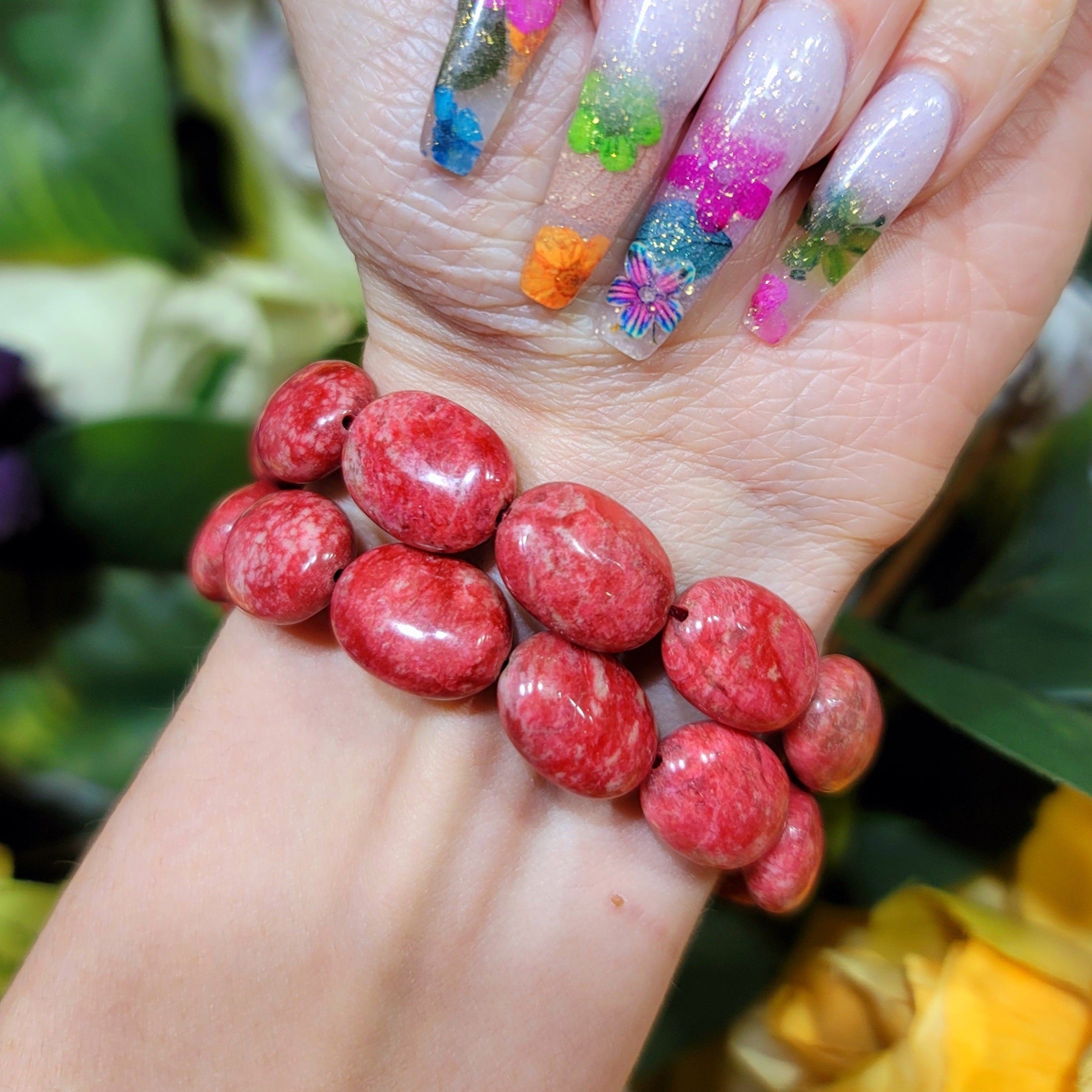 Thulite Oval Bracelet (High Quality) for Attraction, Joy and Self Love