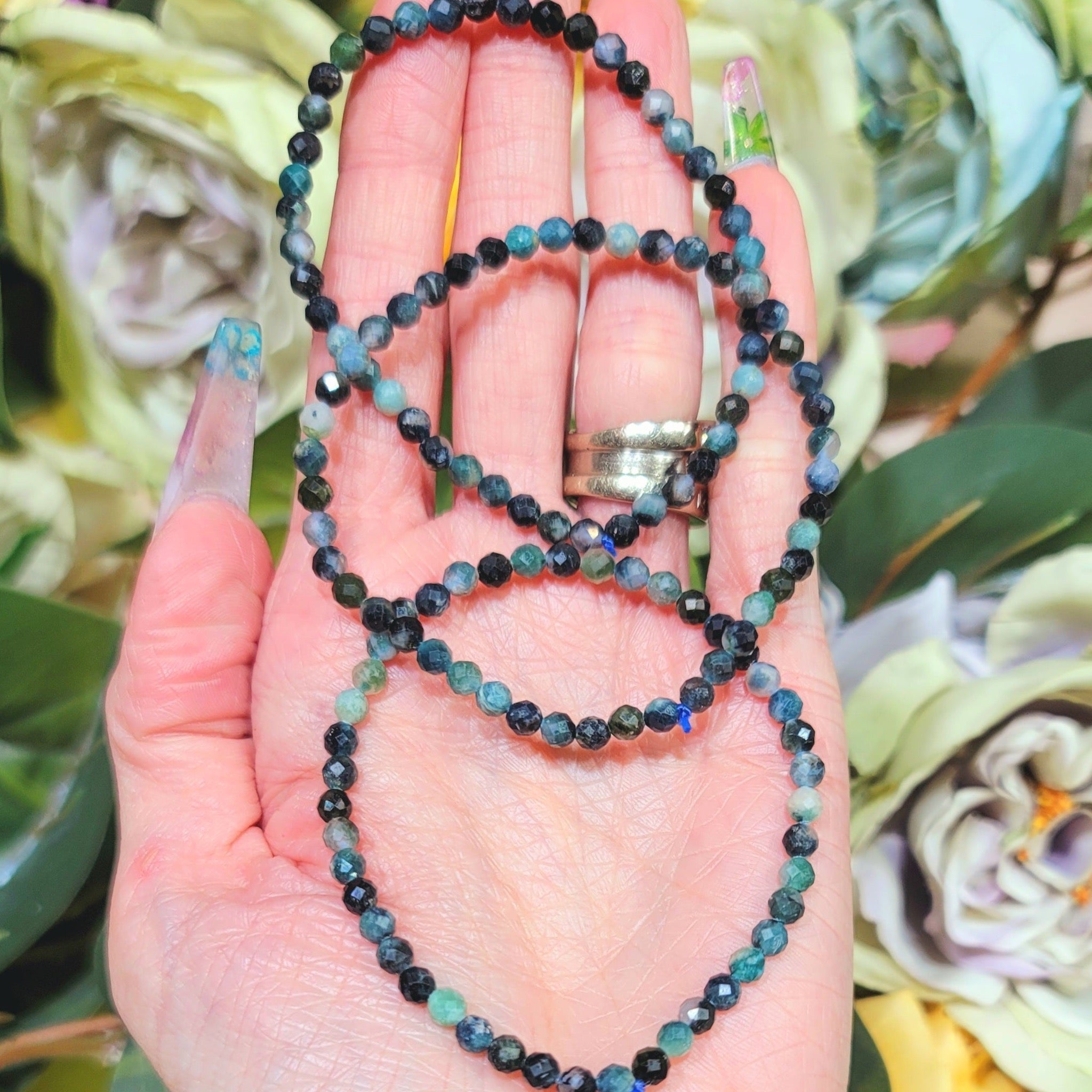 Blue Tourmaline Faceted Bracelet for Higher Realms of Consciousness, Emotional Healing and Peace