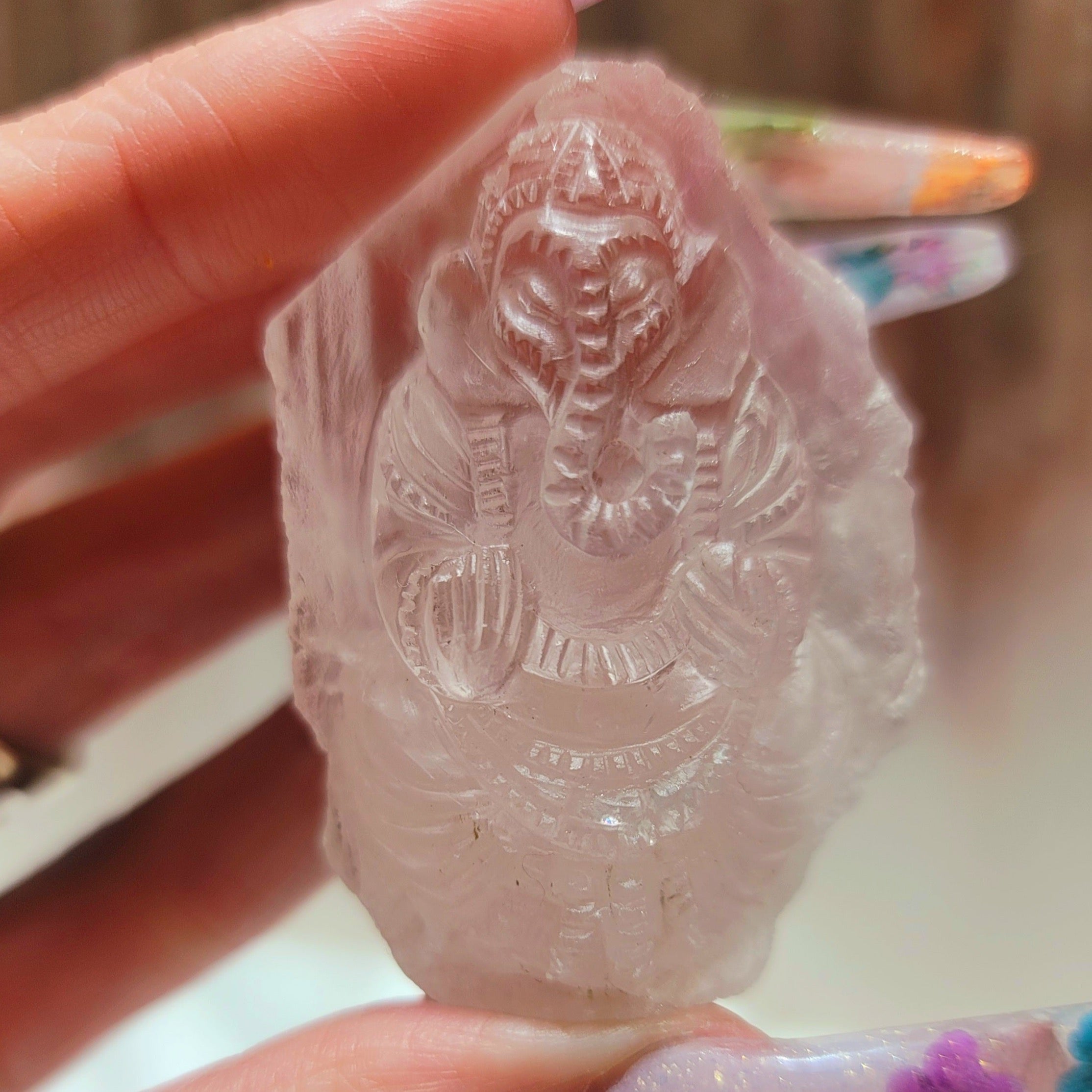 Danburite Ganesha Carving for Connection with Higher Realms, Peace and Self Acceptance