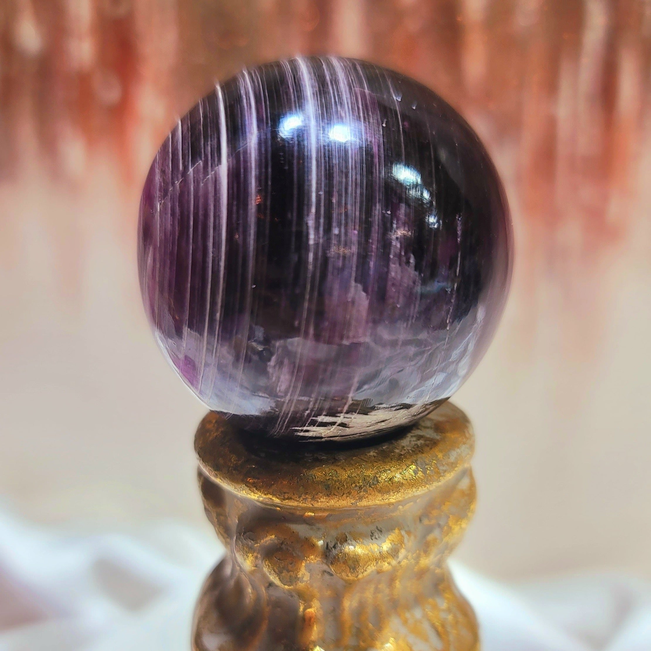Gem Lepidolite Sphere for Anxiety Support, Joy and Stress Relief