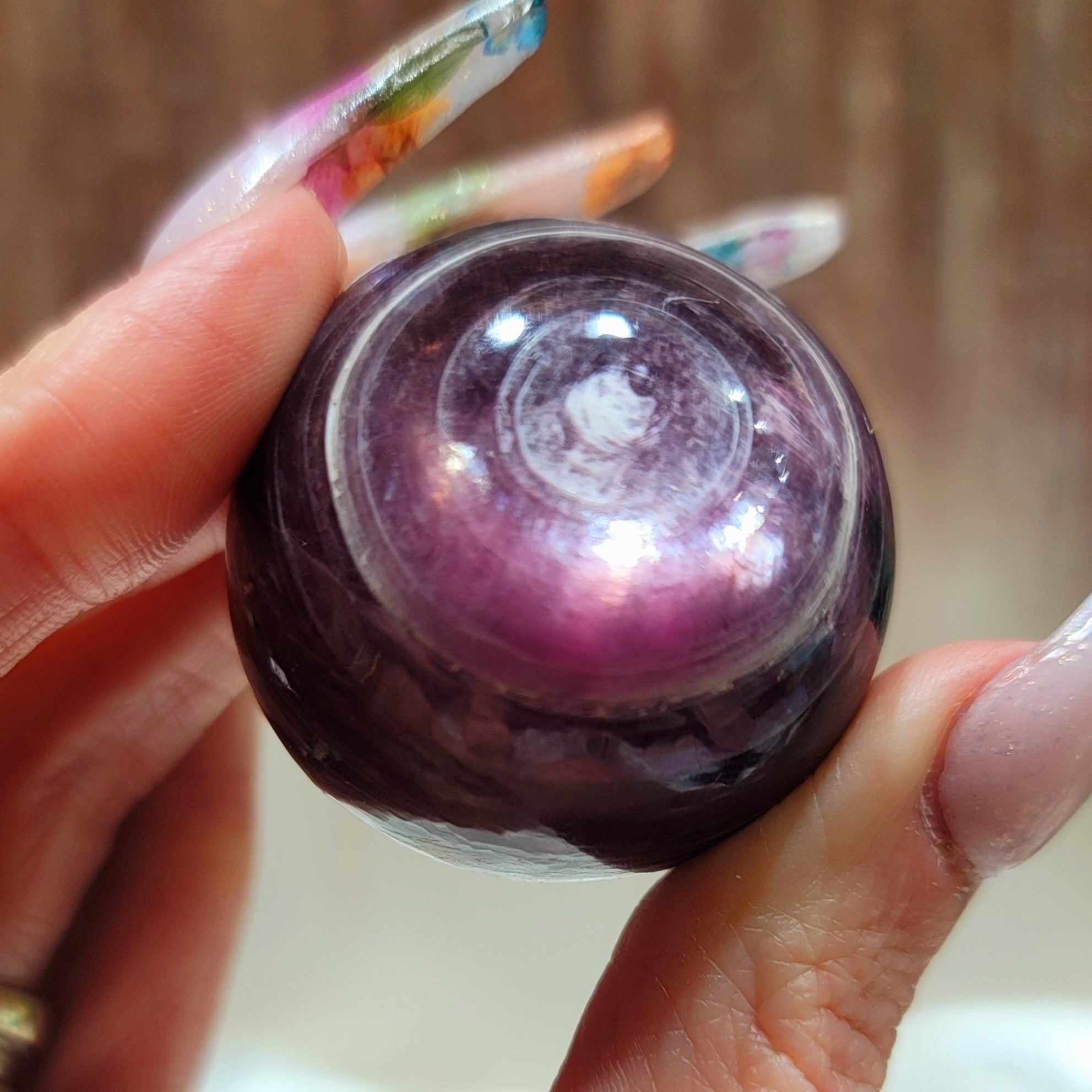 Gem Lepidolite Sphere for Anxiety Support, Joy and Stress Relief
