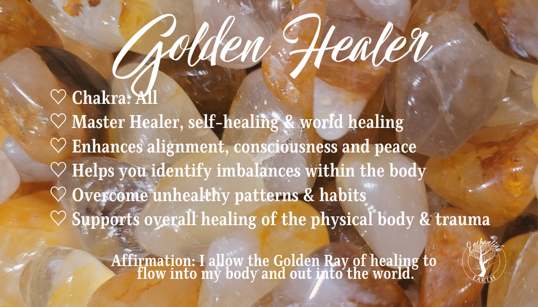 Golden Healer Quartz Heart for Self Healing and Peace