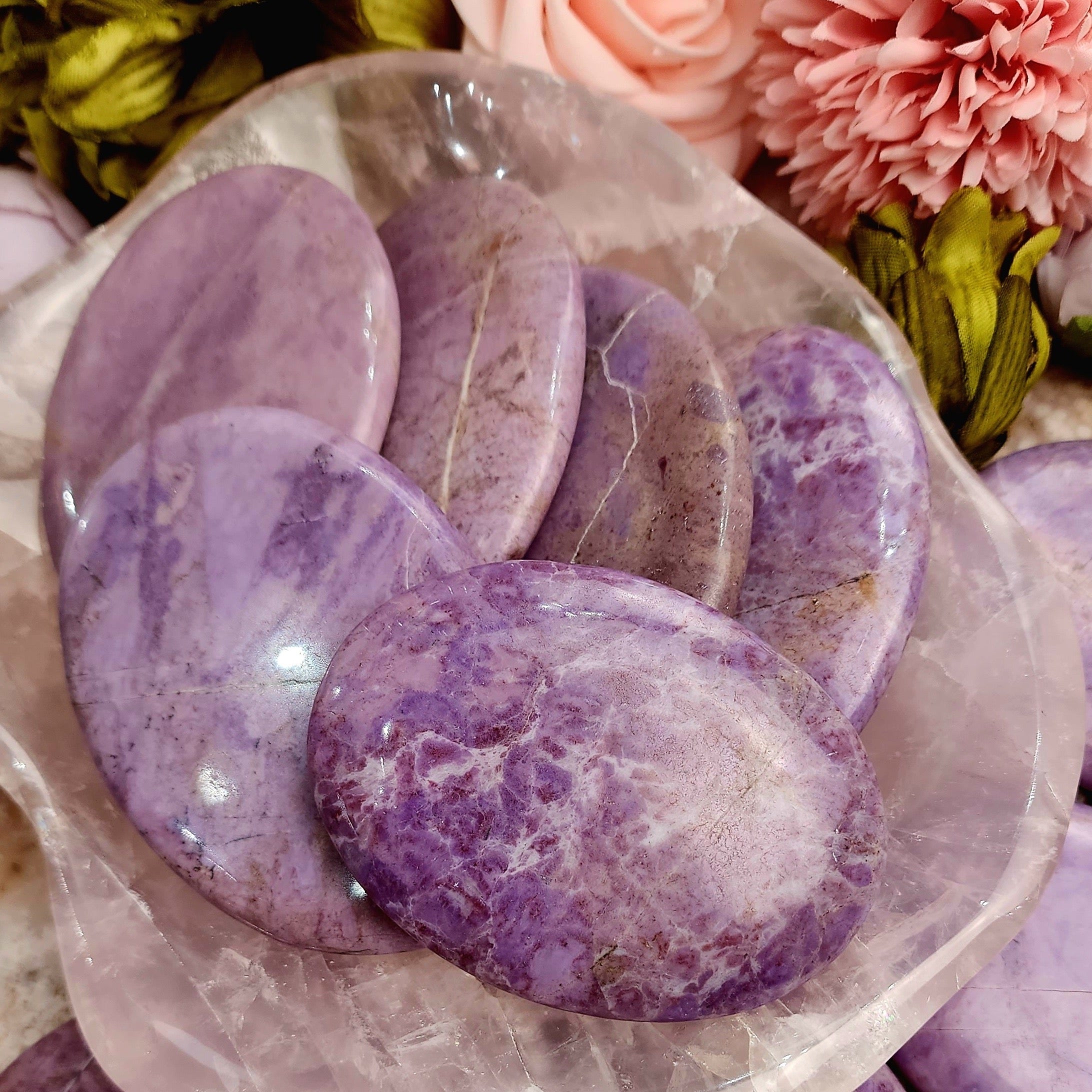 Lavender Jade Palm Stone for Intuition and Uncovering the Hearts True Desires