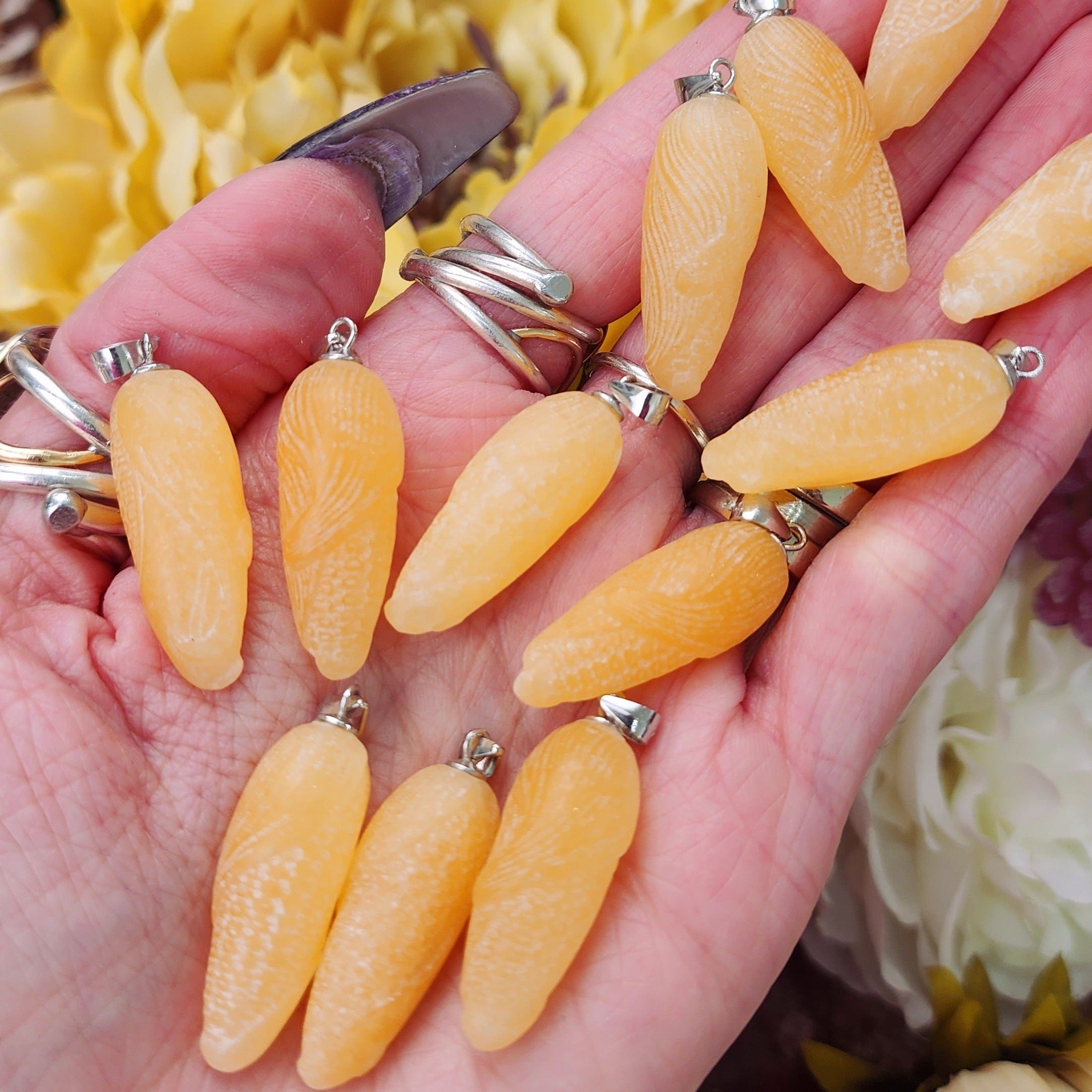 Yellow Calcite Corn Necklace .925 Silver for Confidence, Hope and Joy