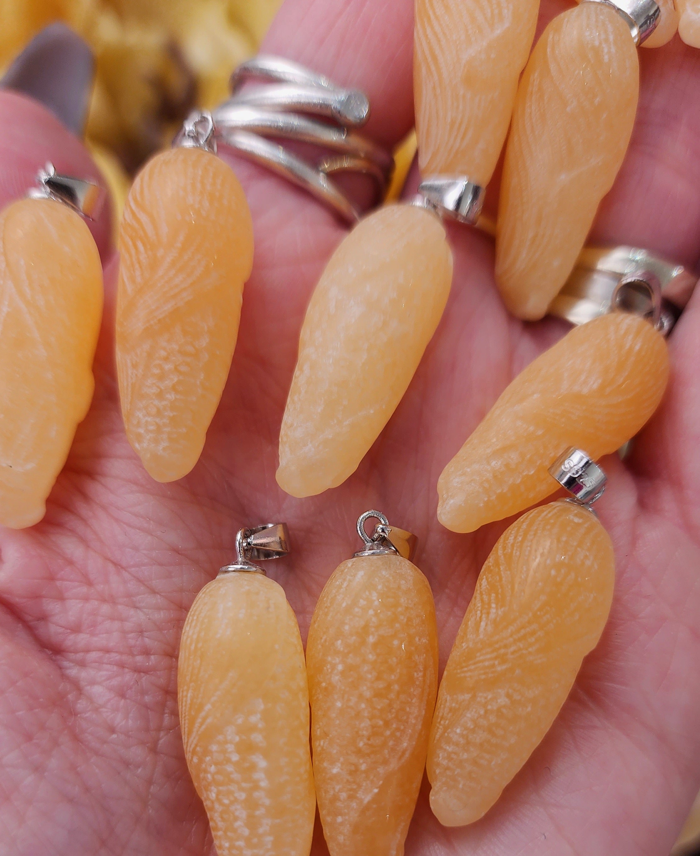Yellow Calcite Corn Necklace .925 Silver for Confidence, Hope and Joy