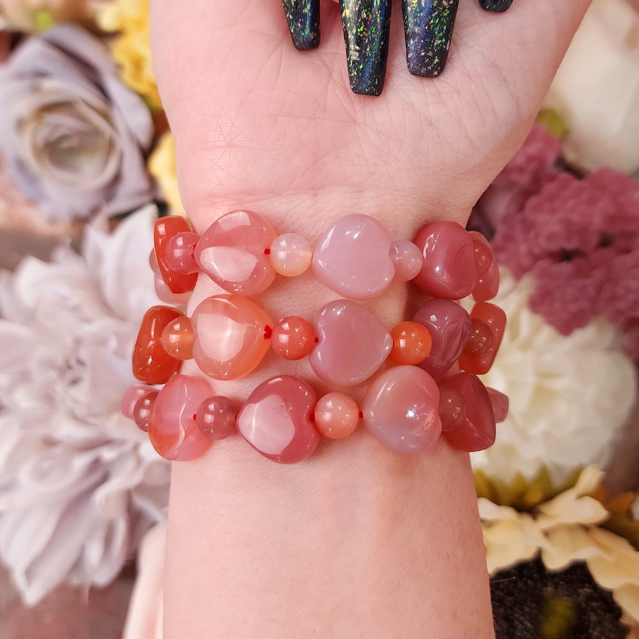 Yanyuan Agate Heart Bracelet for Achieving Goals, Confidence and Health