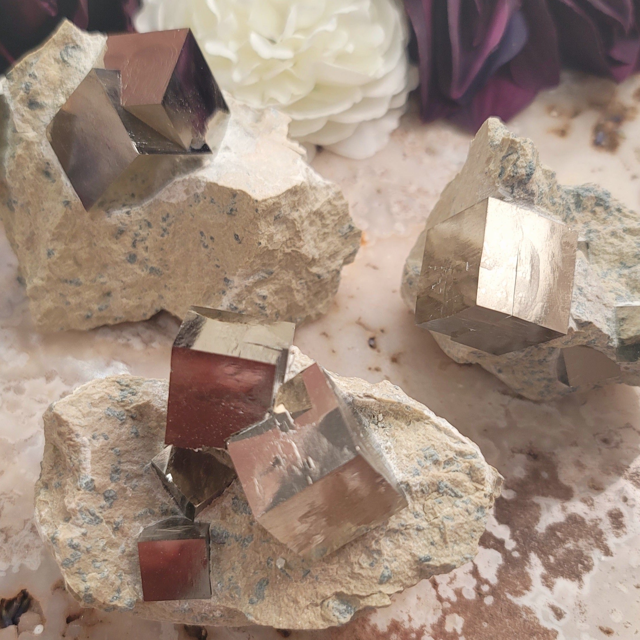 Pyrite Raw Cube on Matrix for Good Luck and Prosperity