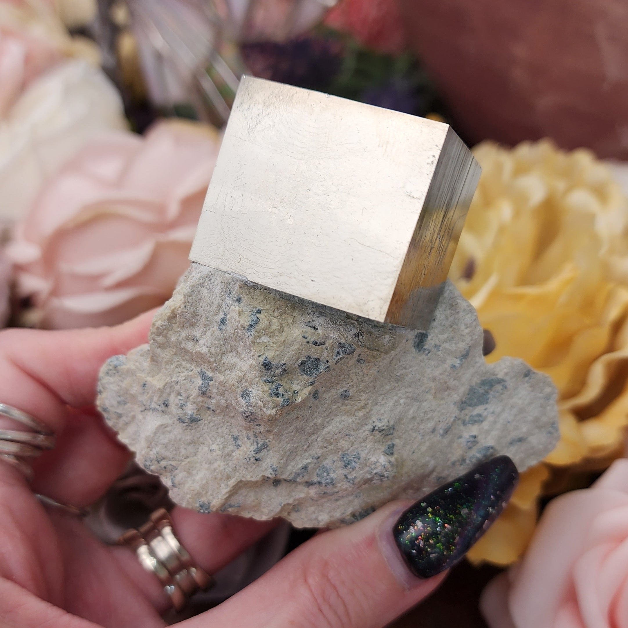 Pyrite Raw Cube on Matrix for Good Luck and Prosperity