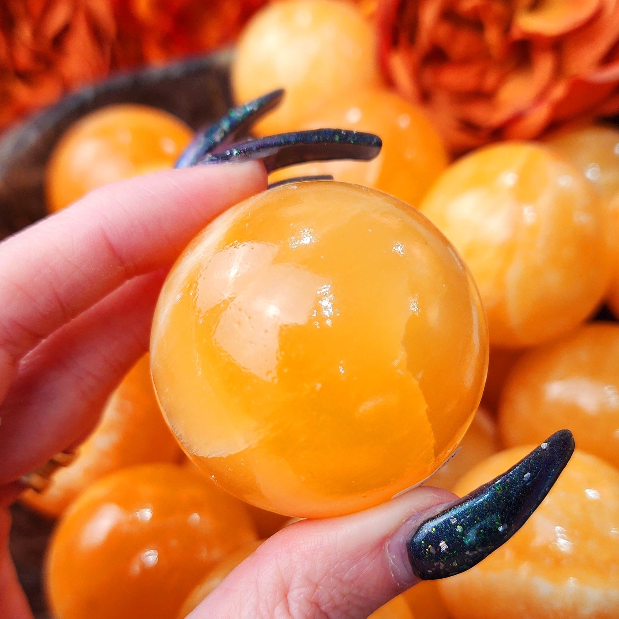 Orange Calcite Sphere for Creativity, Joy and Vitality