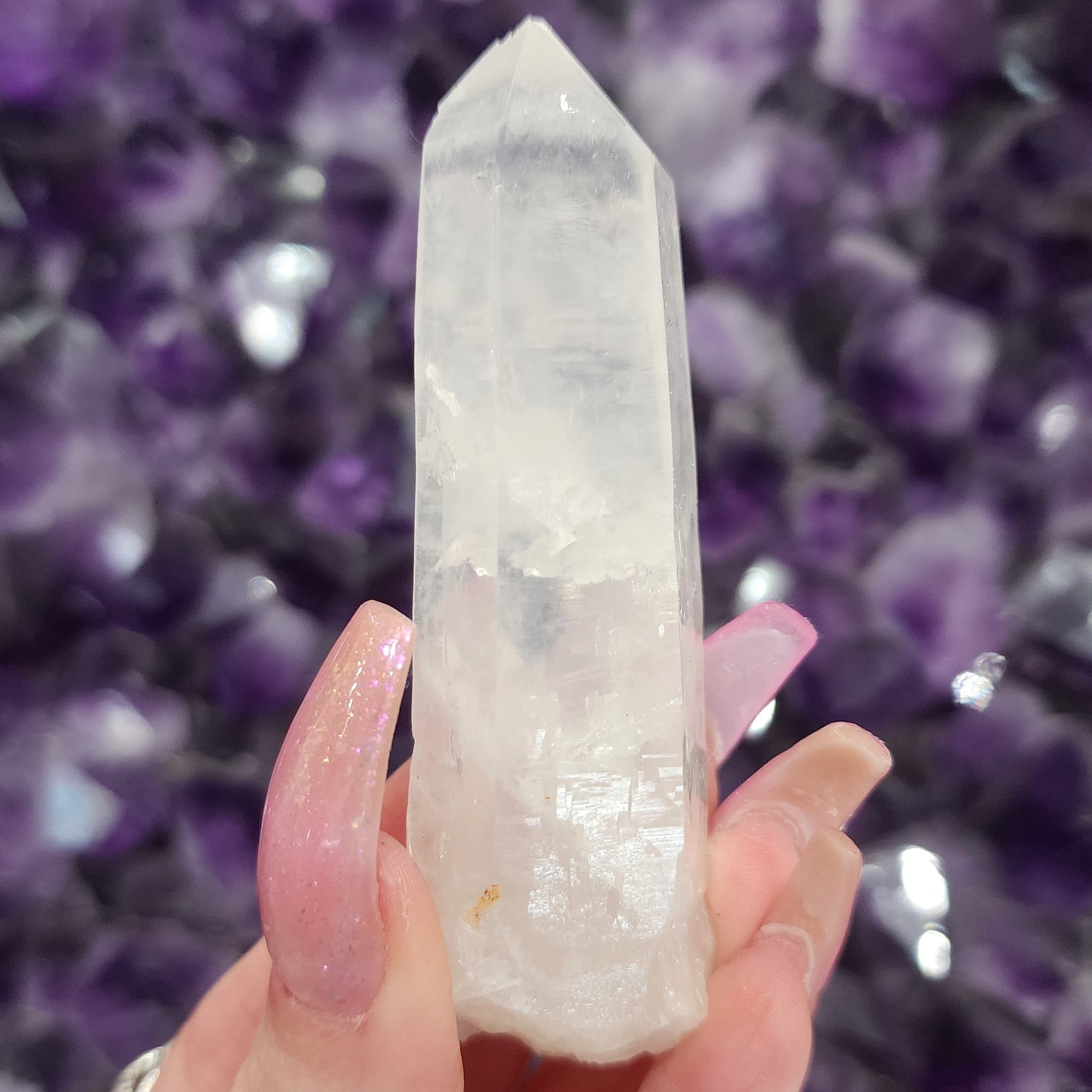 Blue Smoke Lemurian Quartz Point for Communication & Connection with Angels