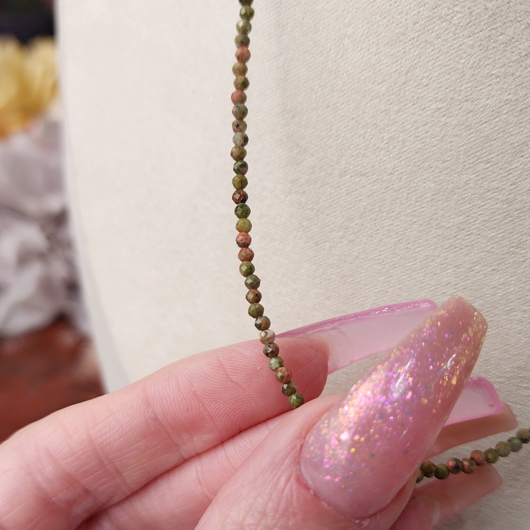 Unakite Micro Faceted Necklace for Balance and Patience